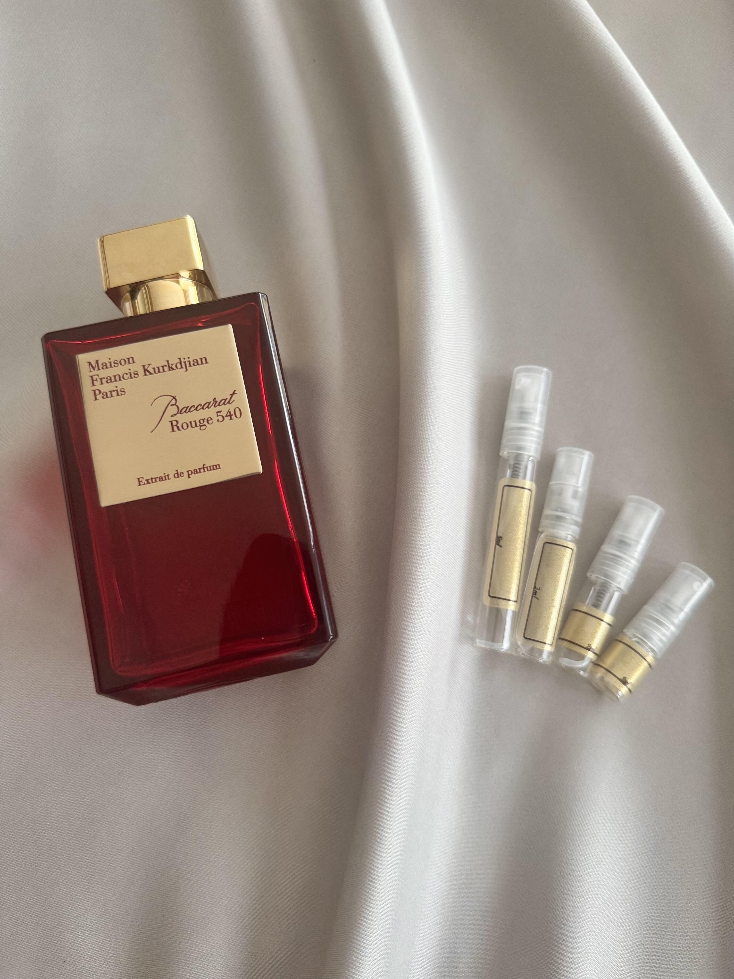 Maison Francis Kurkdjian Baccarat Rouge EX with sample bottles