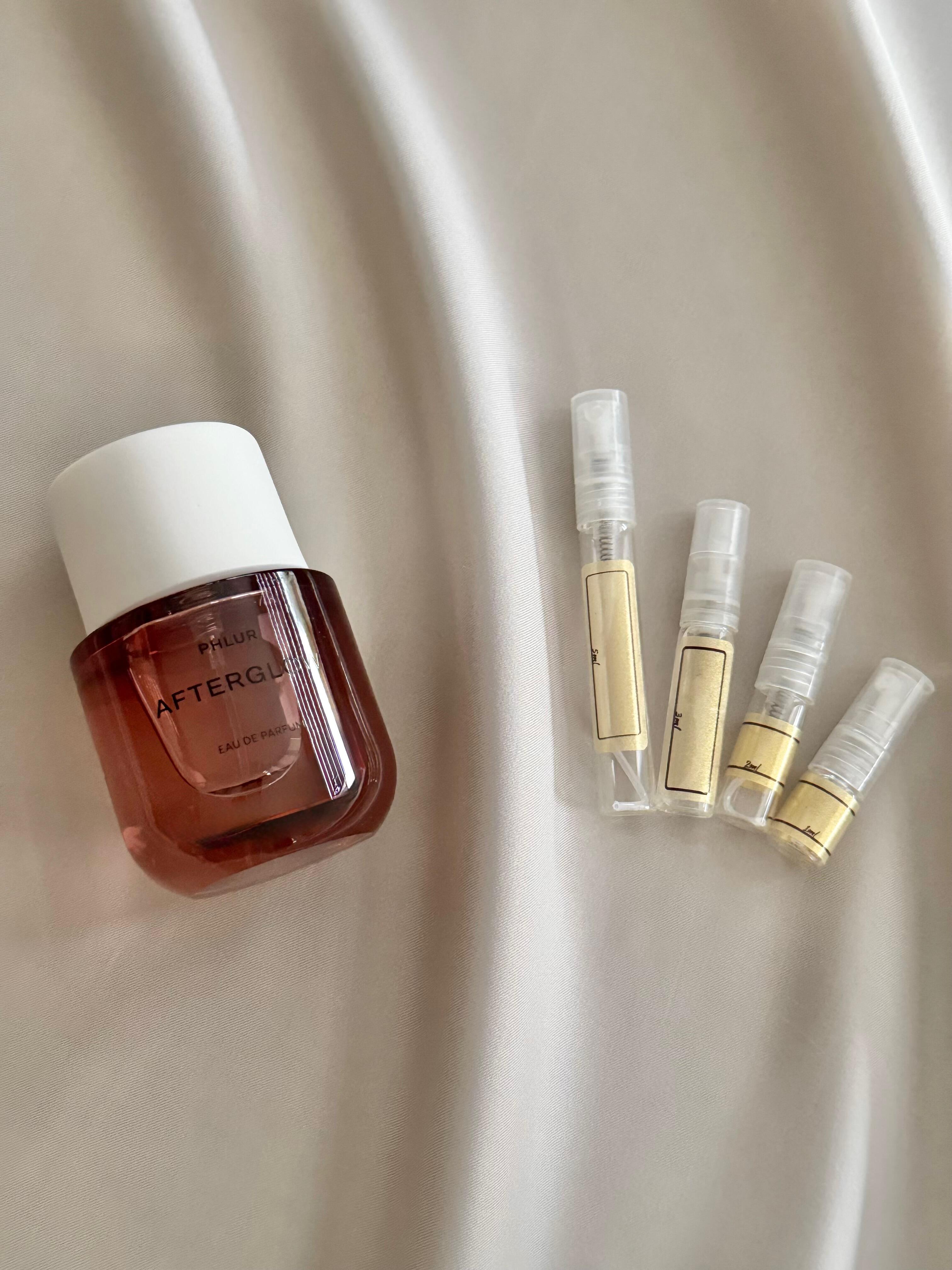 Phlur Afterglow with sample bottles