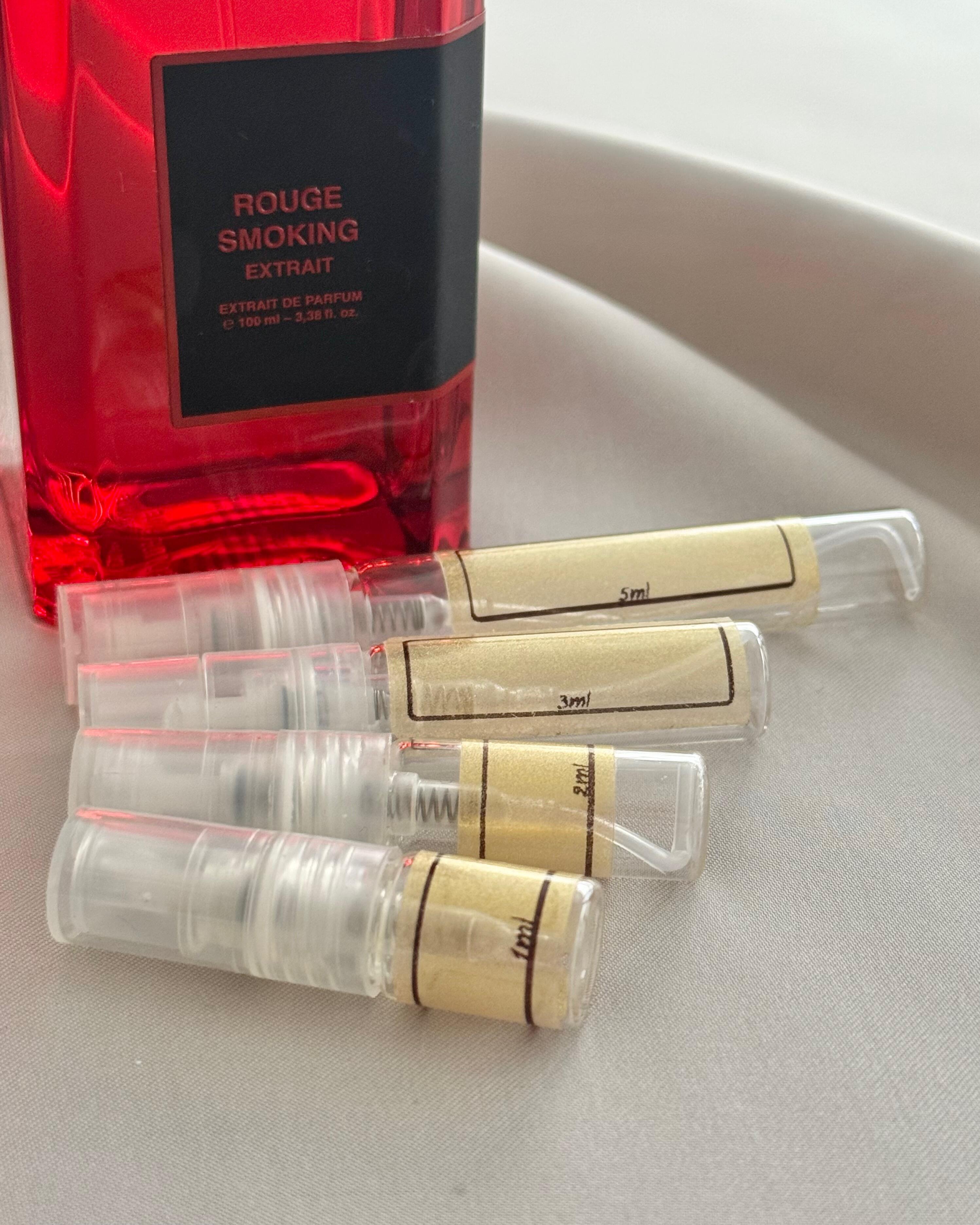 BDK Parfums Rouge Smoking Extrait and sample bottles