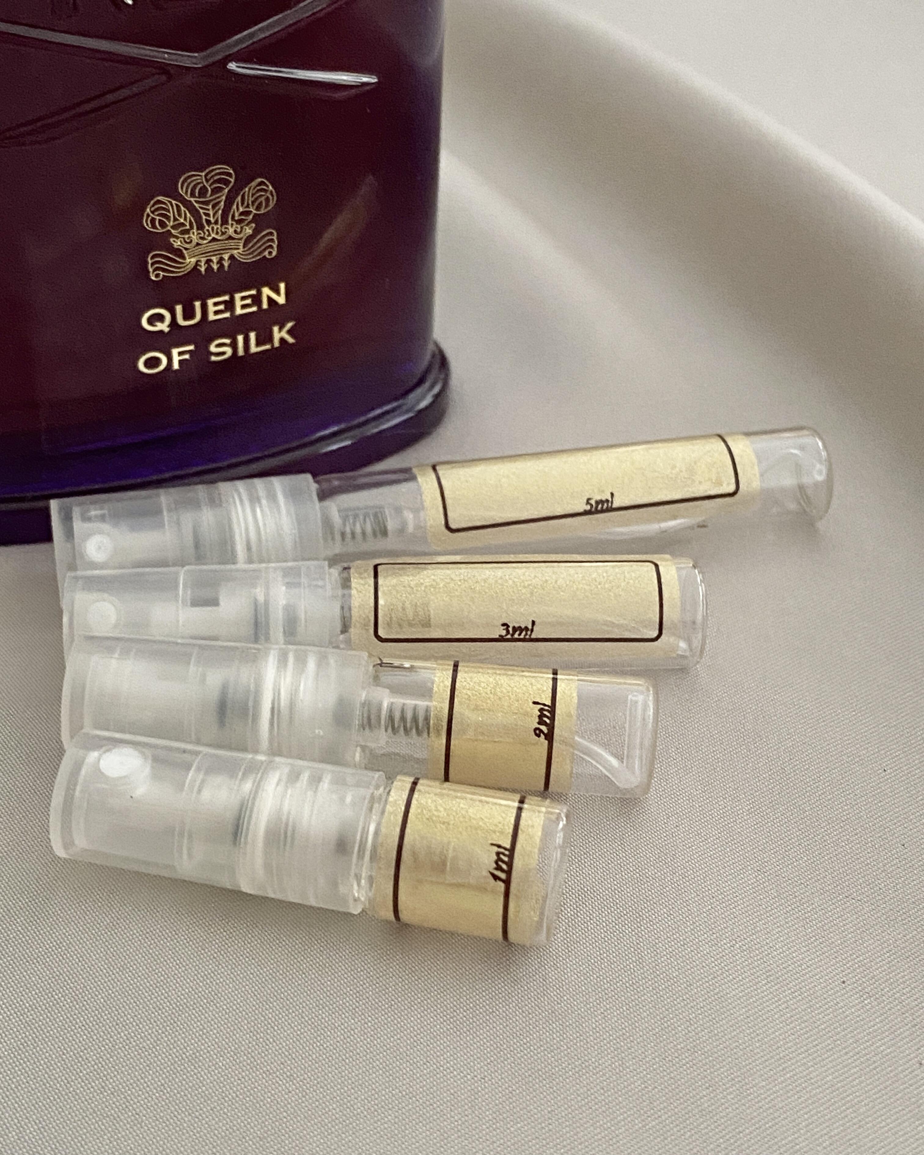 Creed Queen of Silk and sample bottles