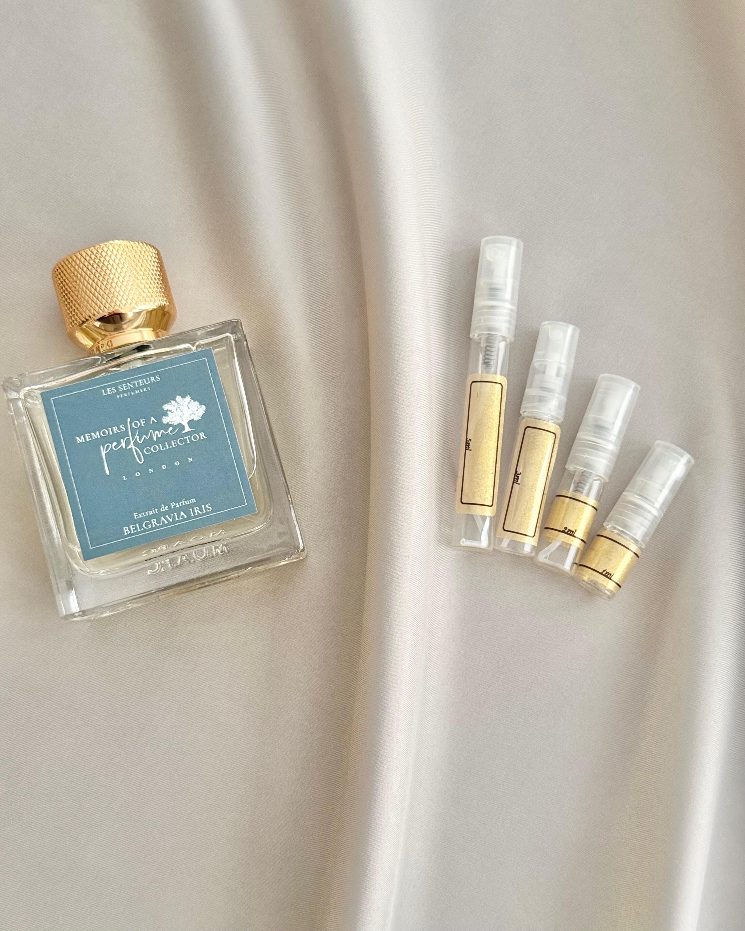 Memoirs of a Perfume Collector Belgravia Iris with sample bottles