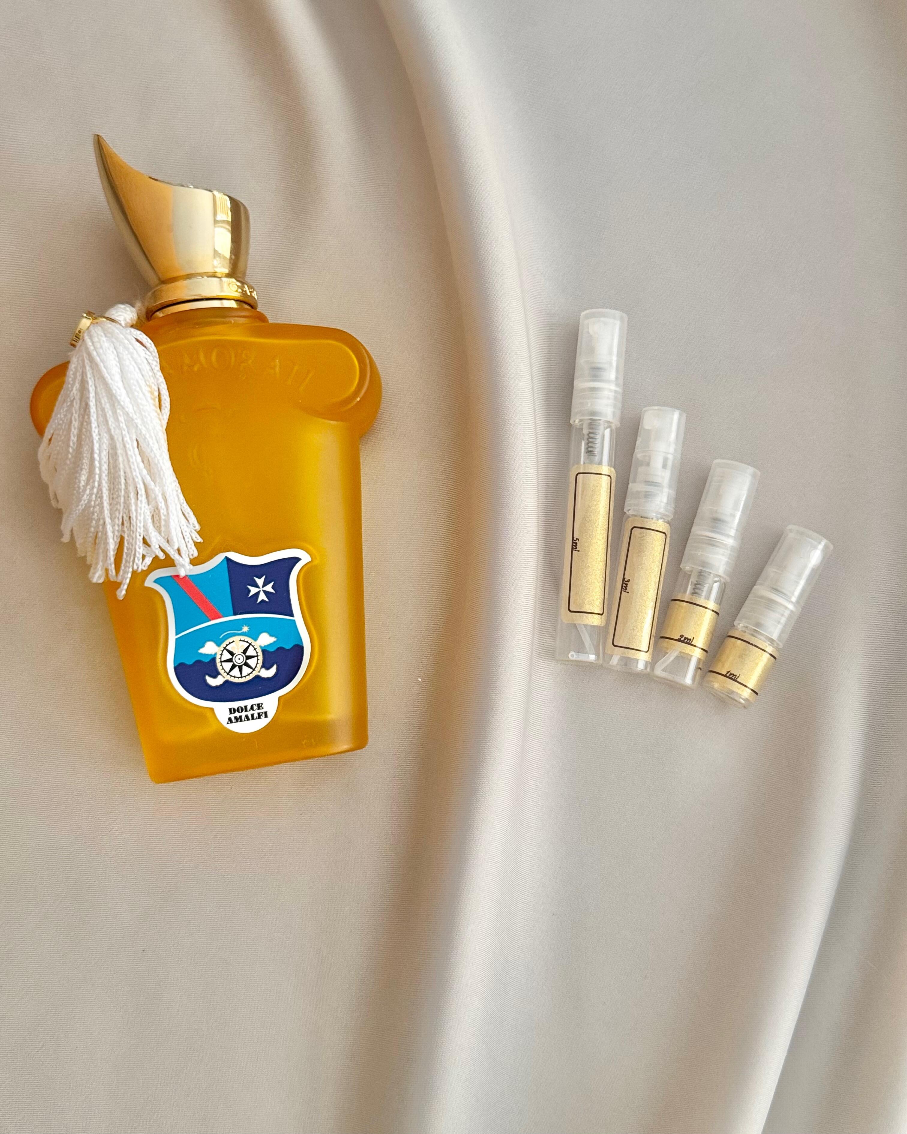 Xerjoff Dolce Amalfi with sample bottles