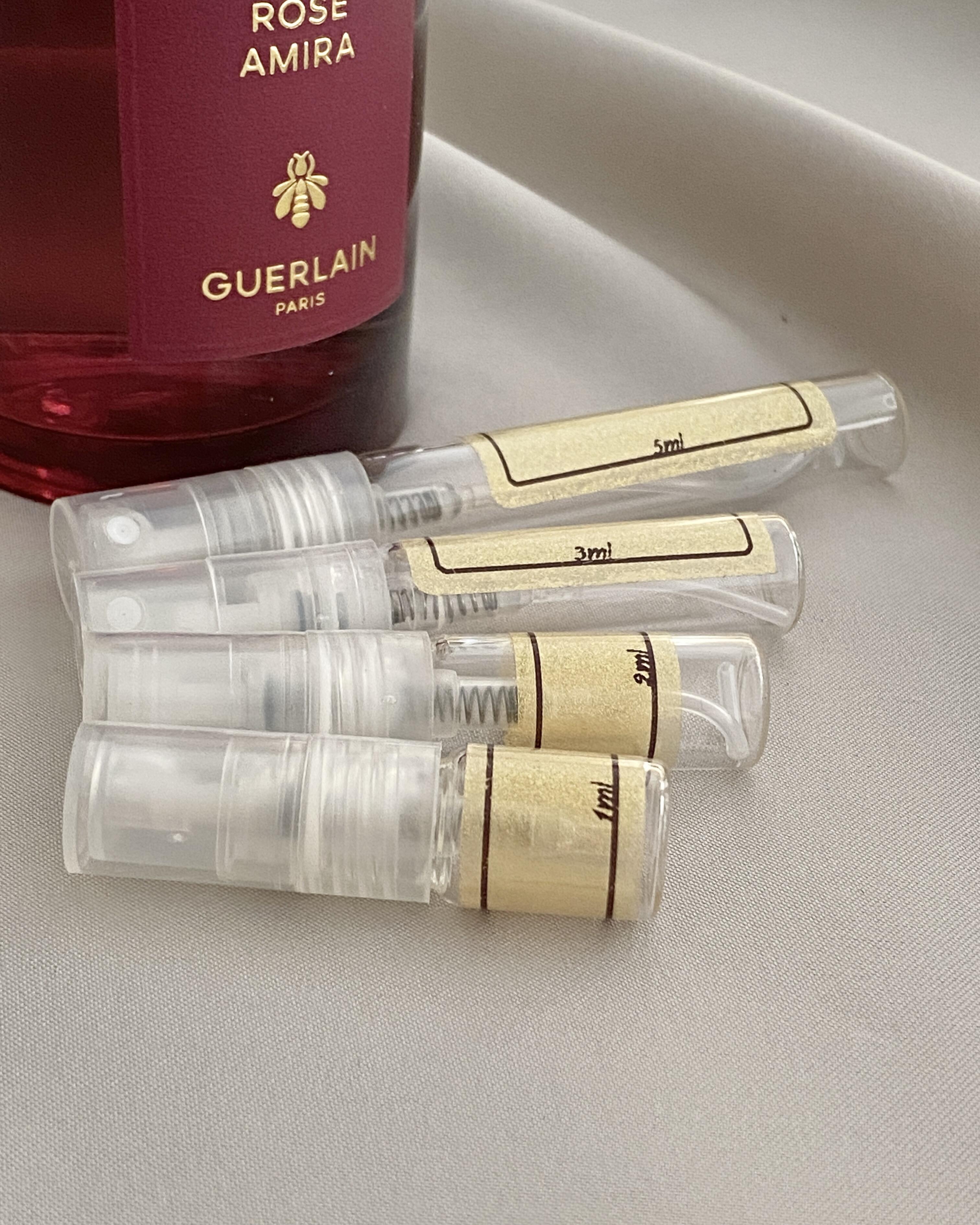 Guerlain Rose Amira and sample bottles