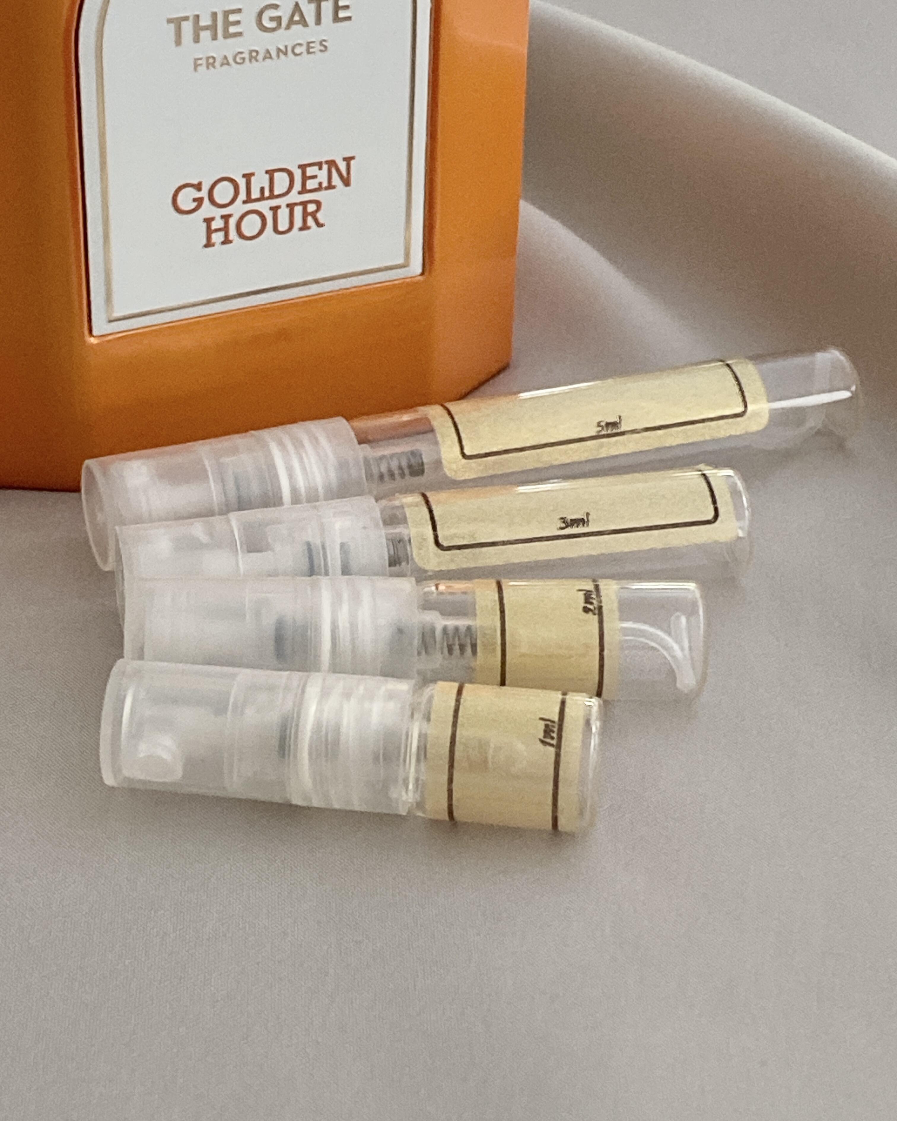 The Gate Golden Hour and sample bottles