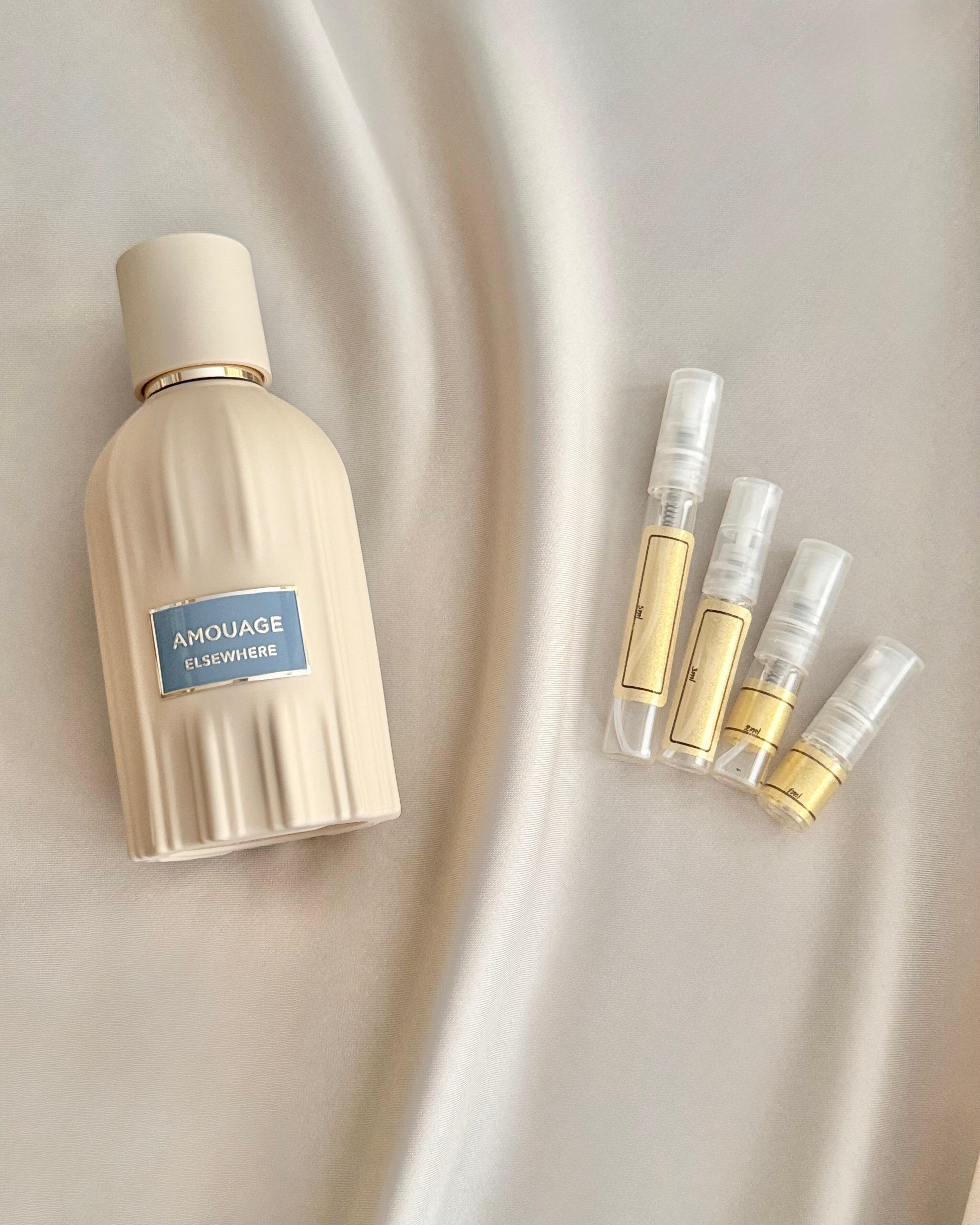 Amouage Elsewhere with sample bottles