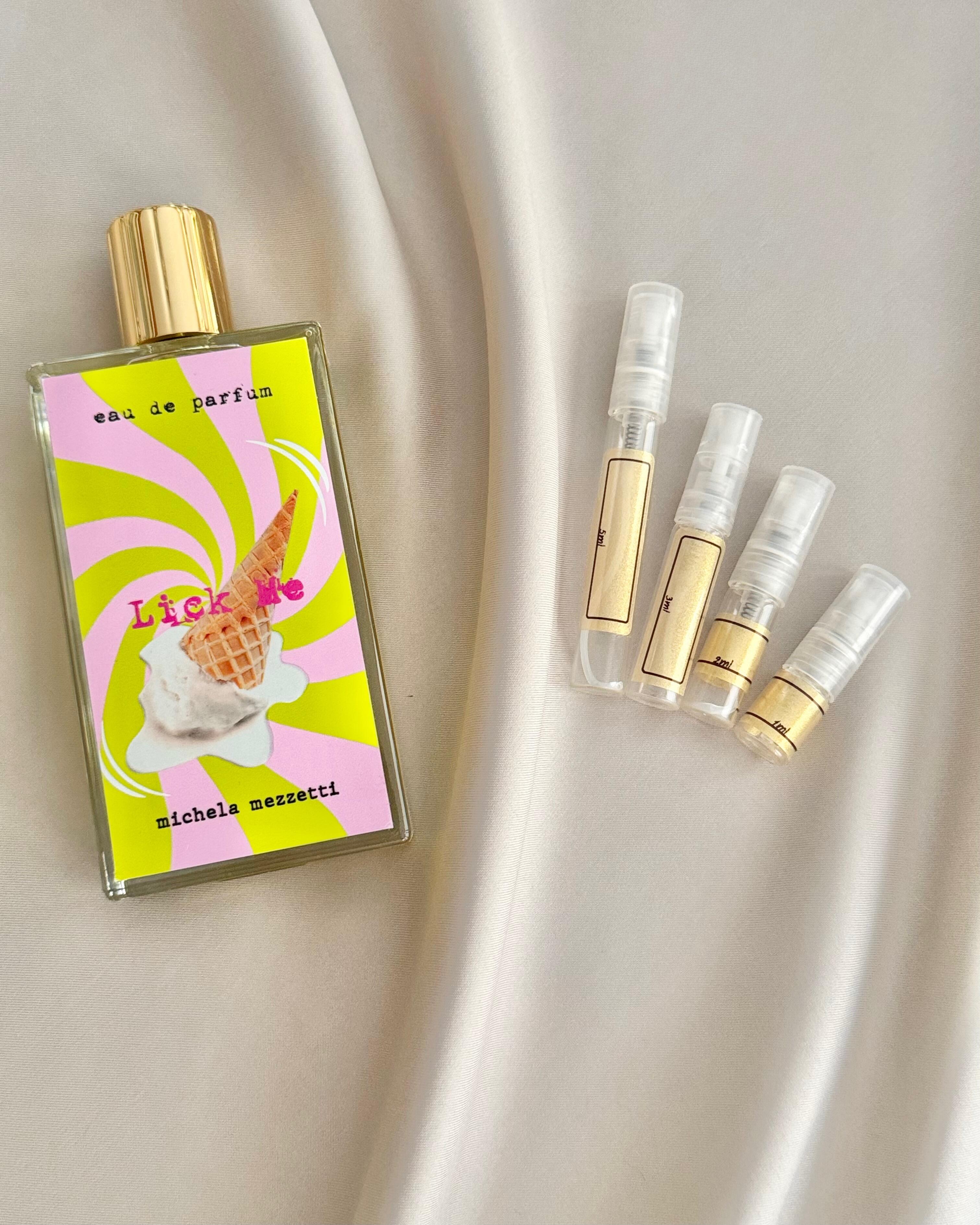 Michela Mezzetti Lick Me with sample bottles