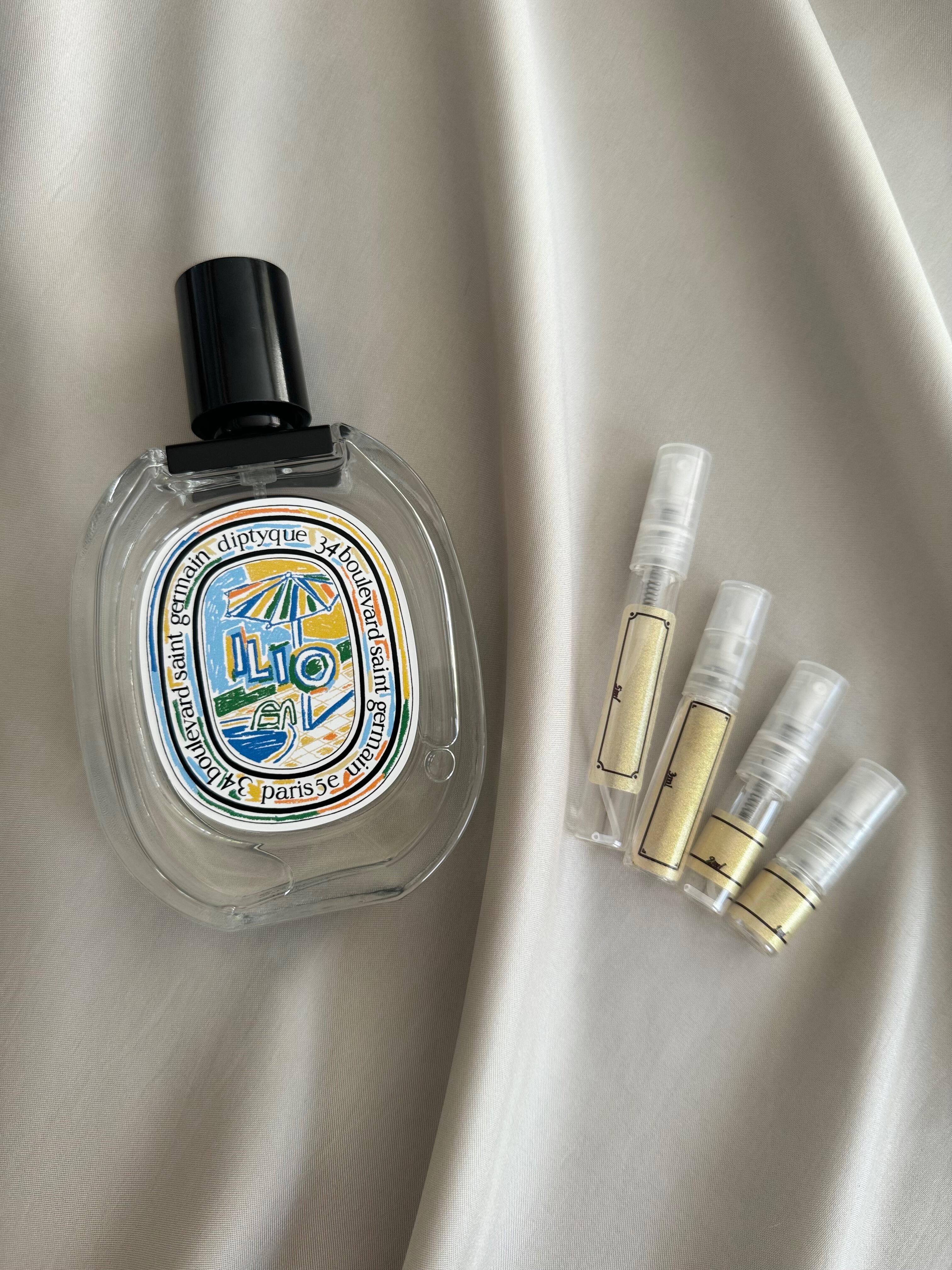 Diptyque Ilio perfume with sample bottles