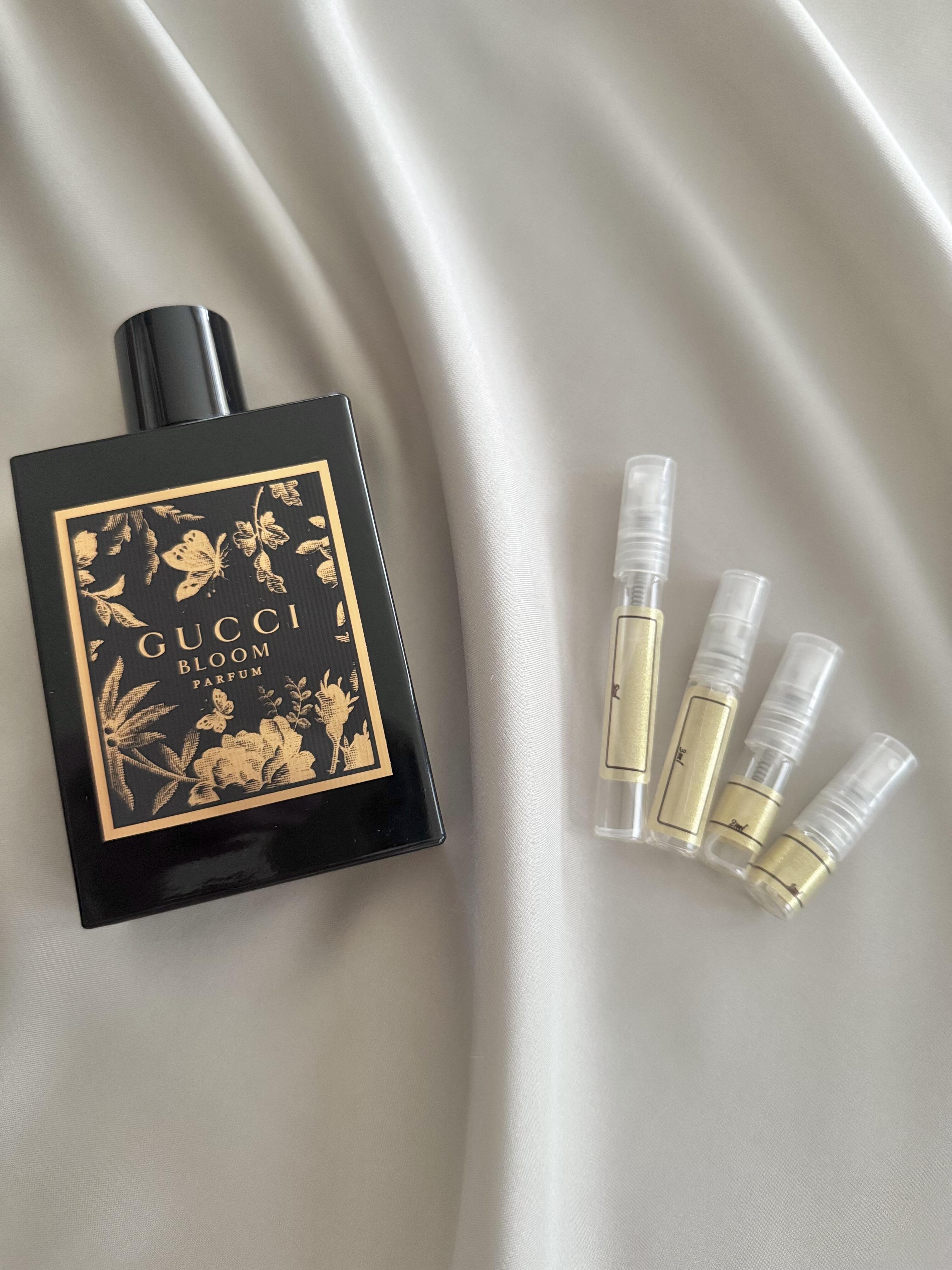 Gucci Bloom Parfum with sample bottles