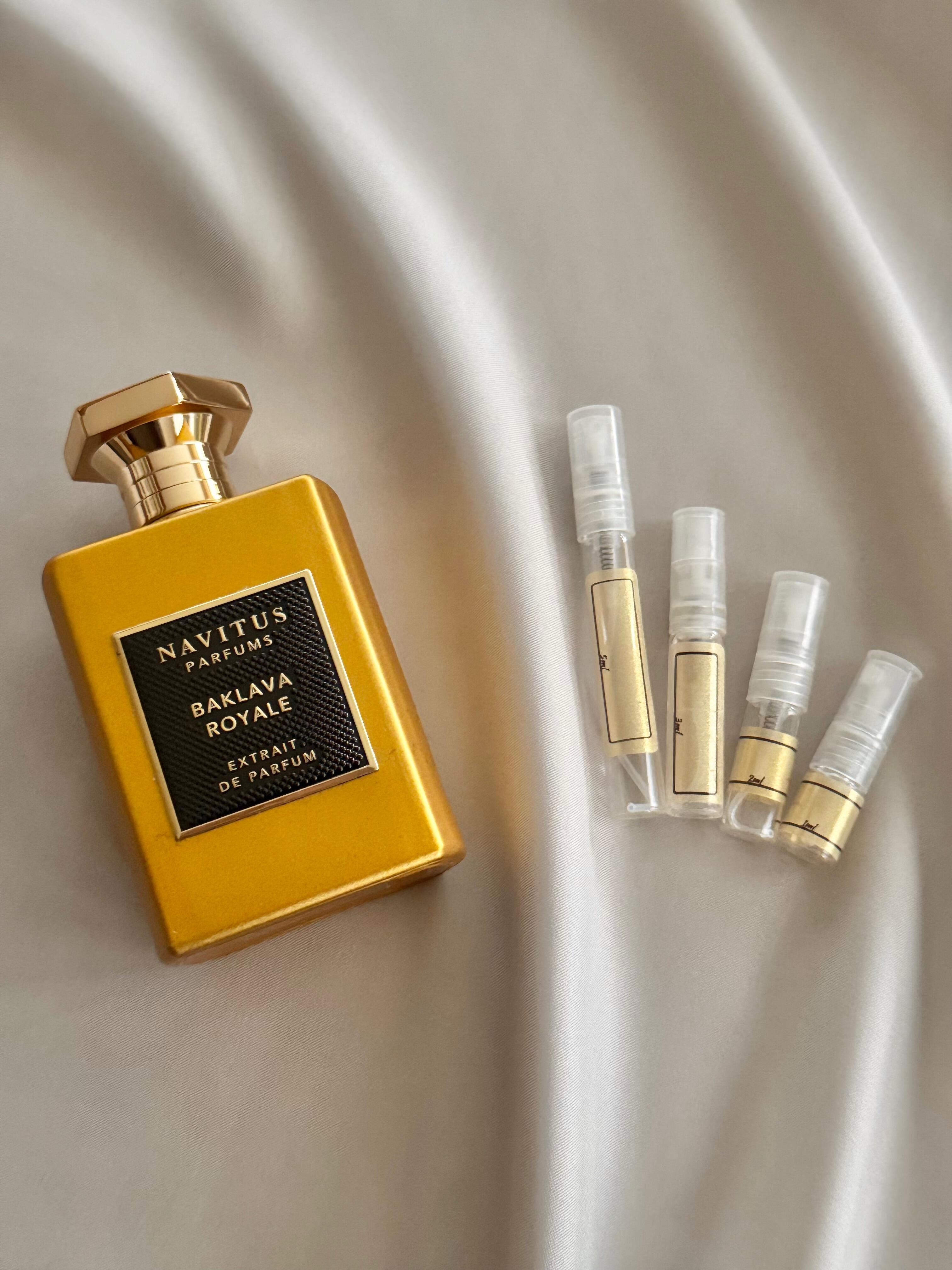 Navitus Parfums Baklava Royale with sample bottles