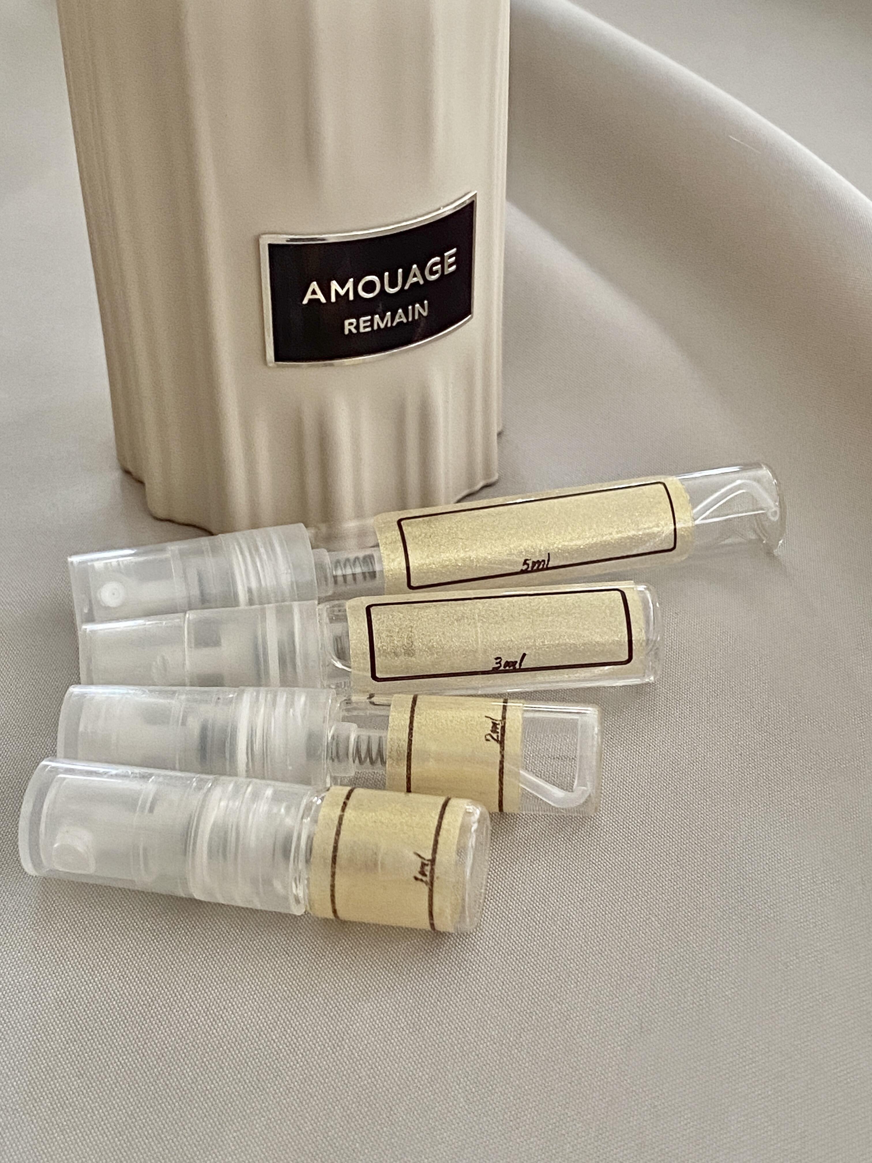 Amouage Remain and sample bottles