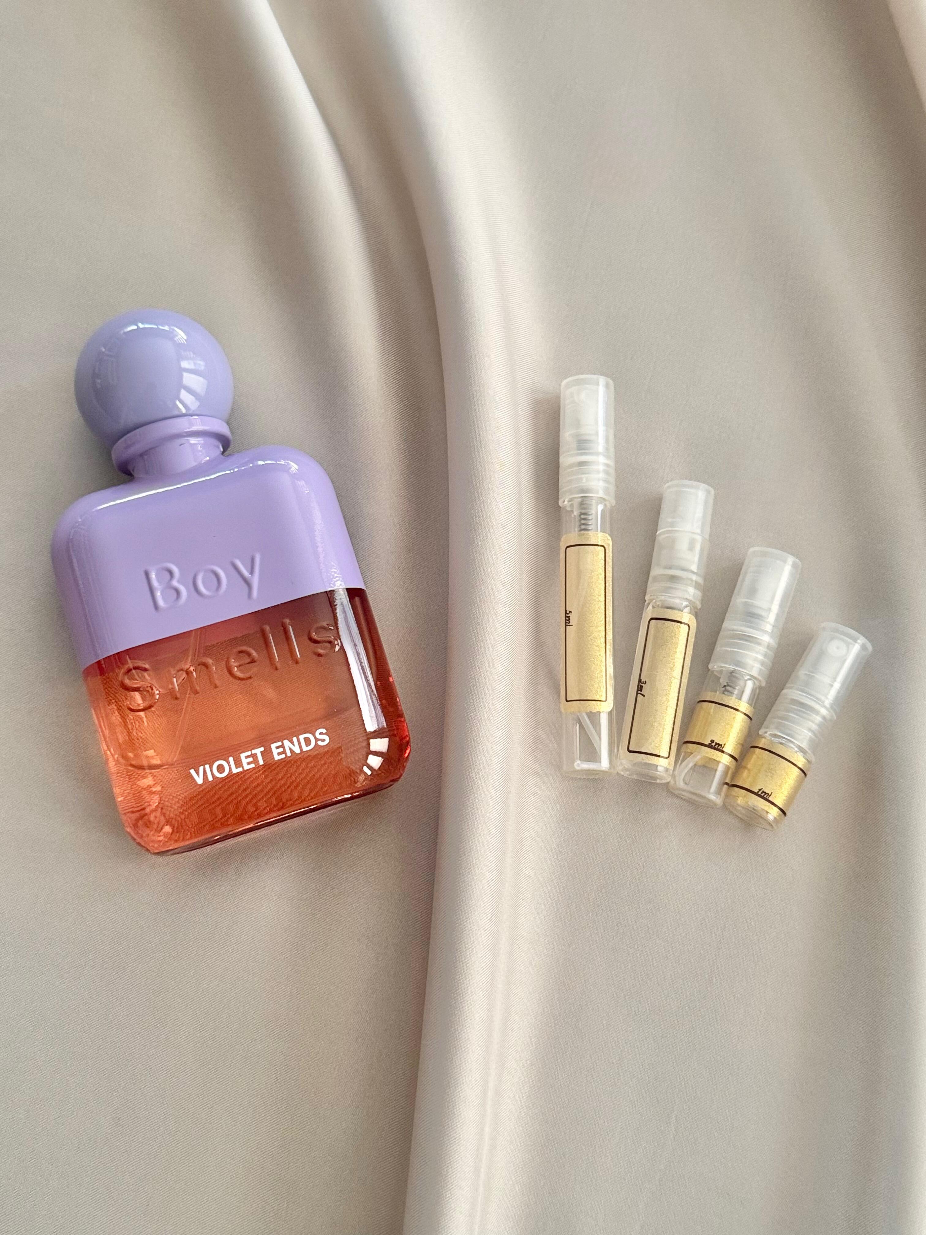 Boy Smells Violet Ends with sample bottles