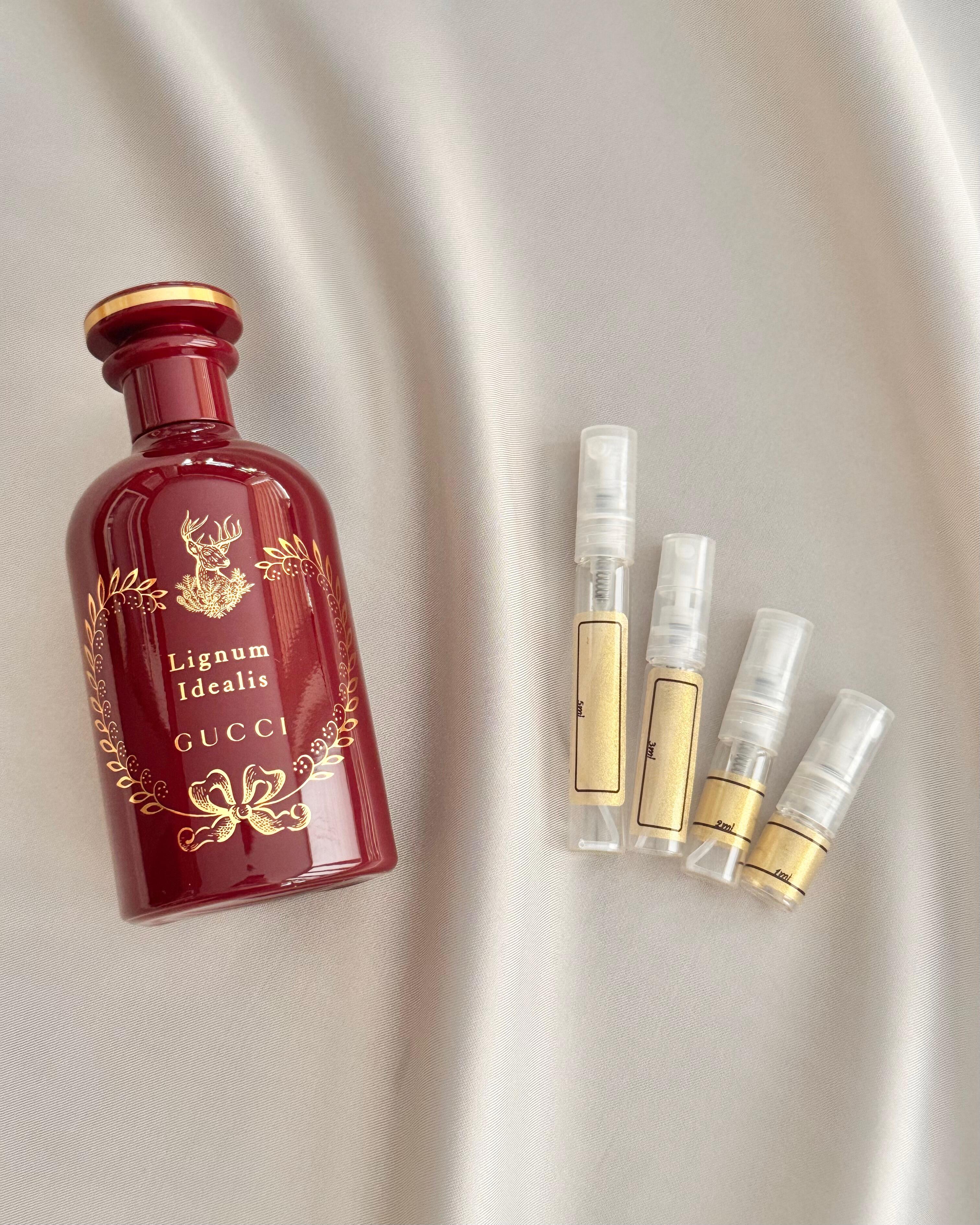 Gucci Lignum Idealis with sample bottles