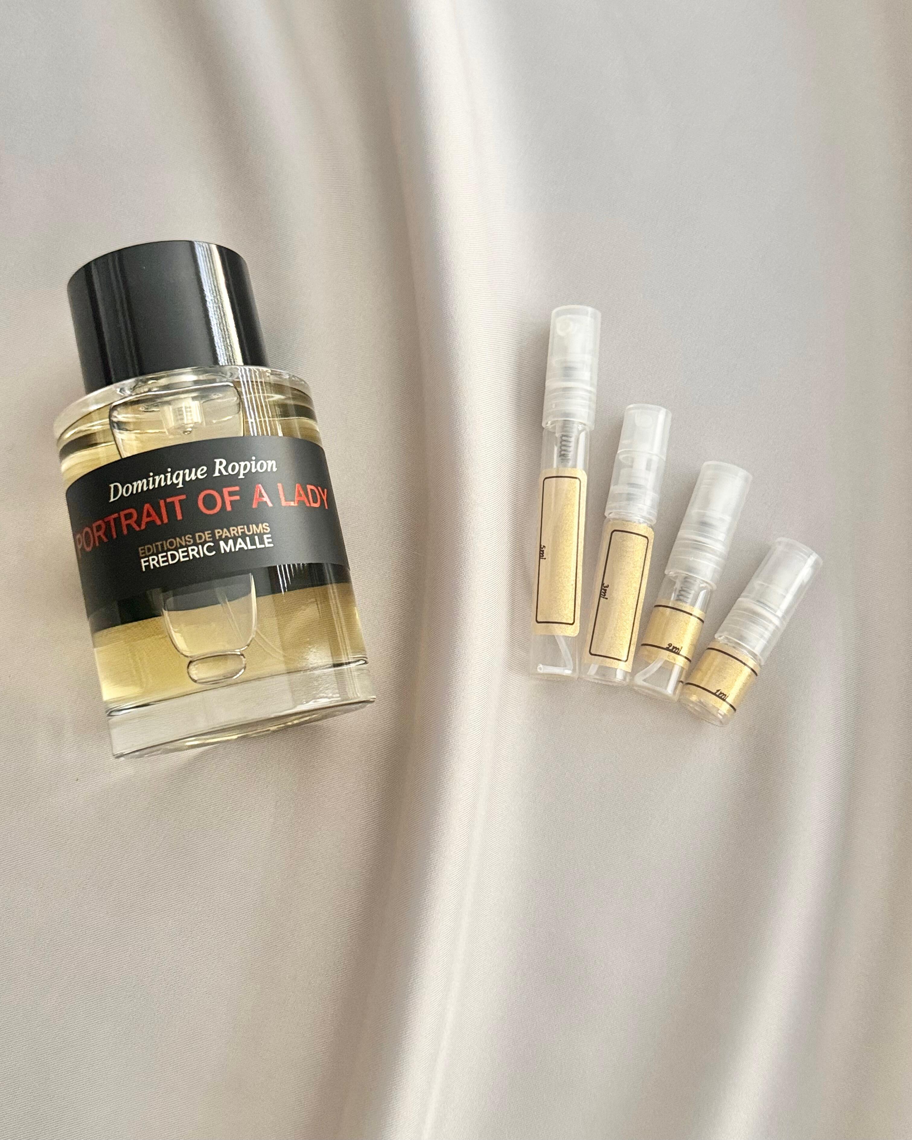 Frederic Malle Portrait of a Lady with sample bottles