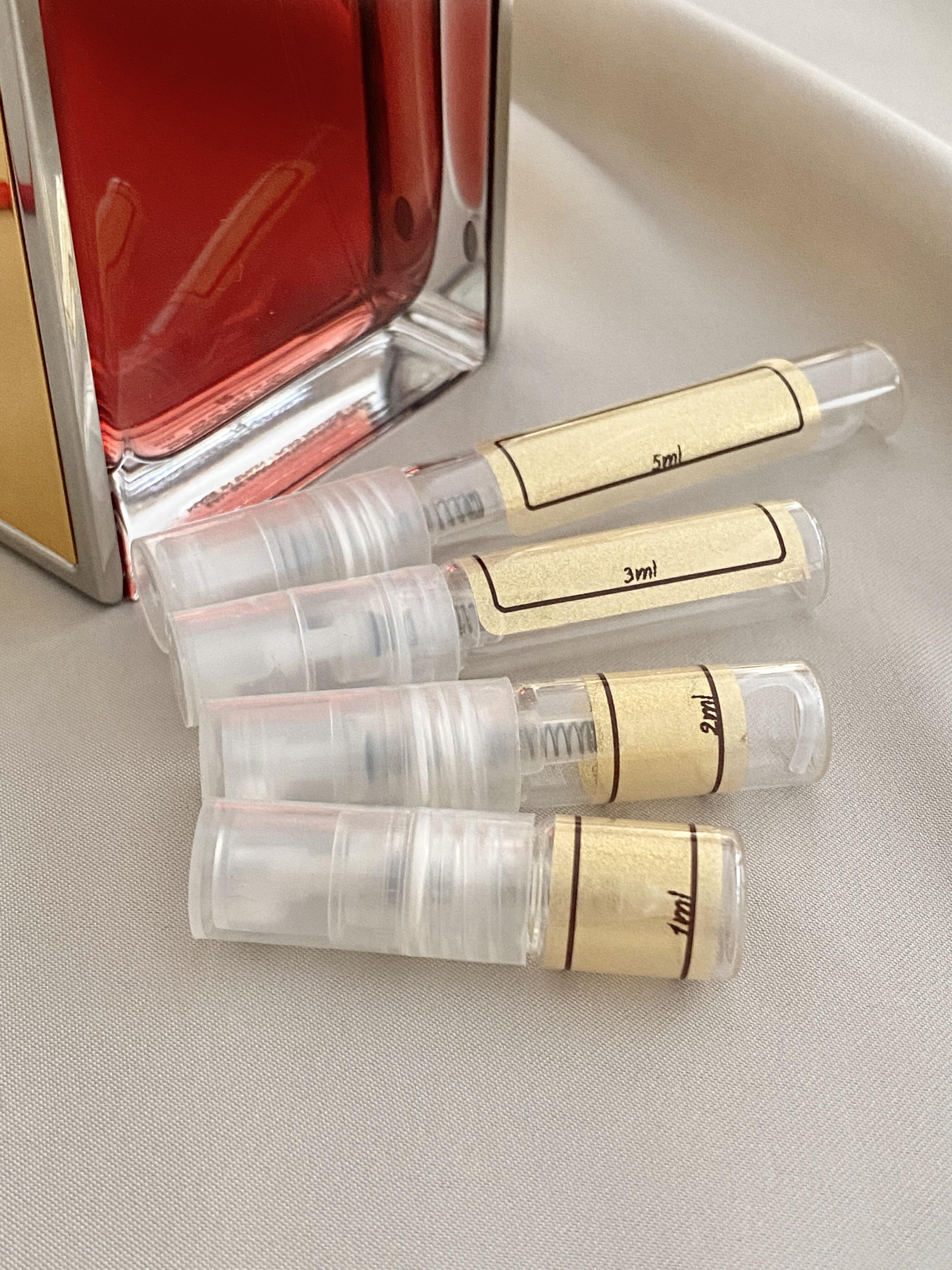 Rabanne Brutalist Amber and sample bottles