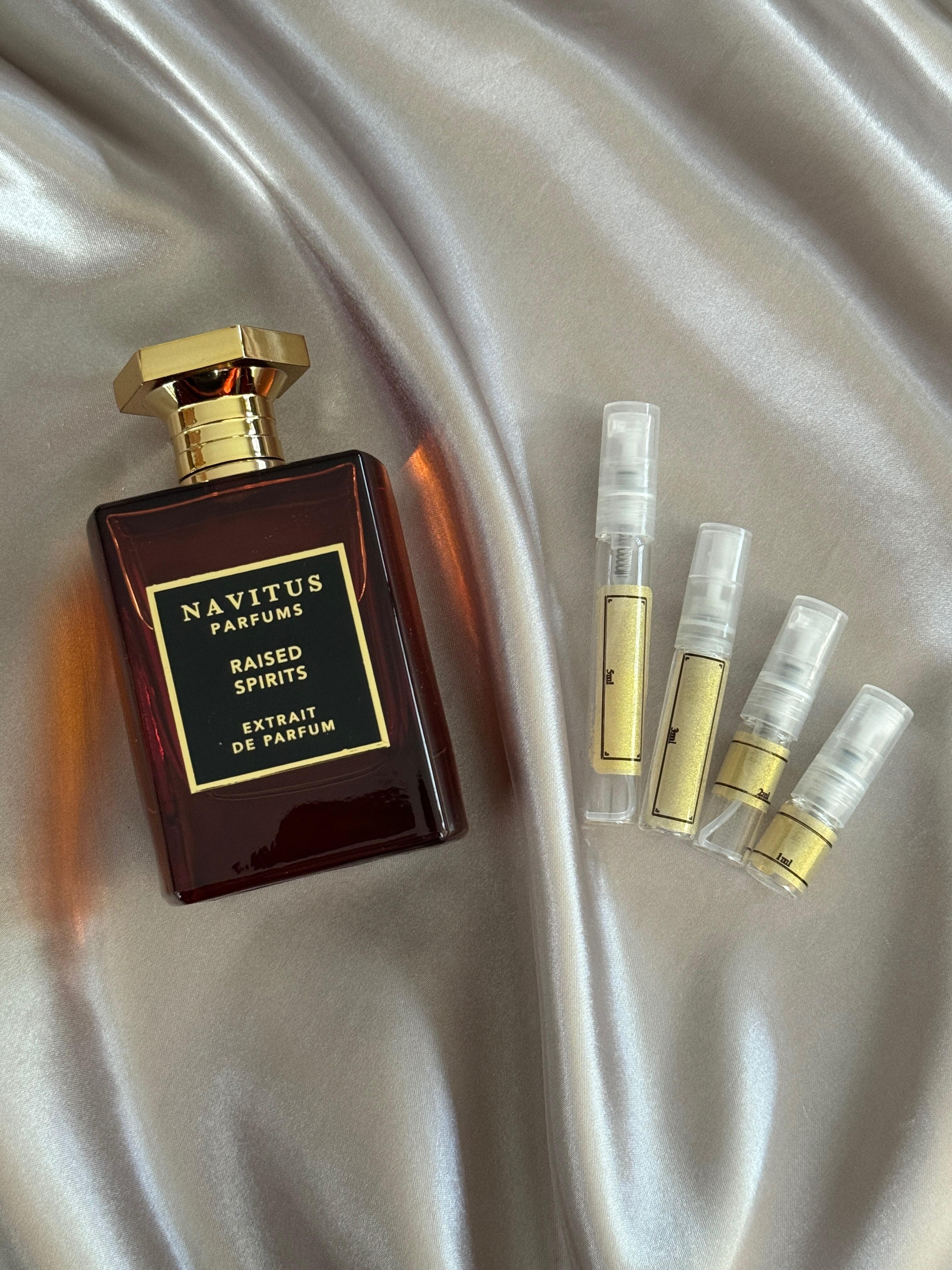 Navitus Parfums Raised Spirits perfuse bottle with samples