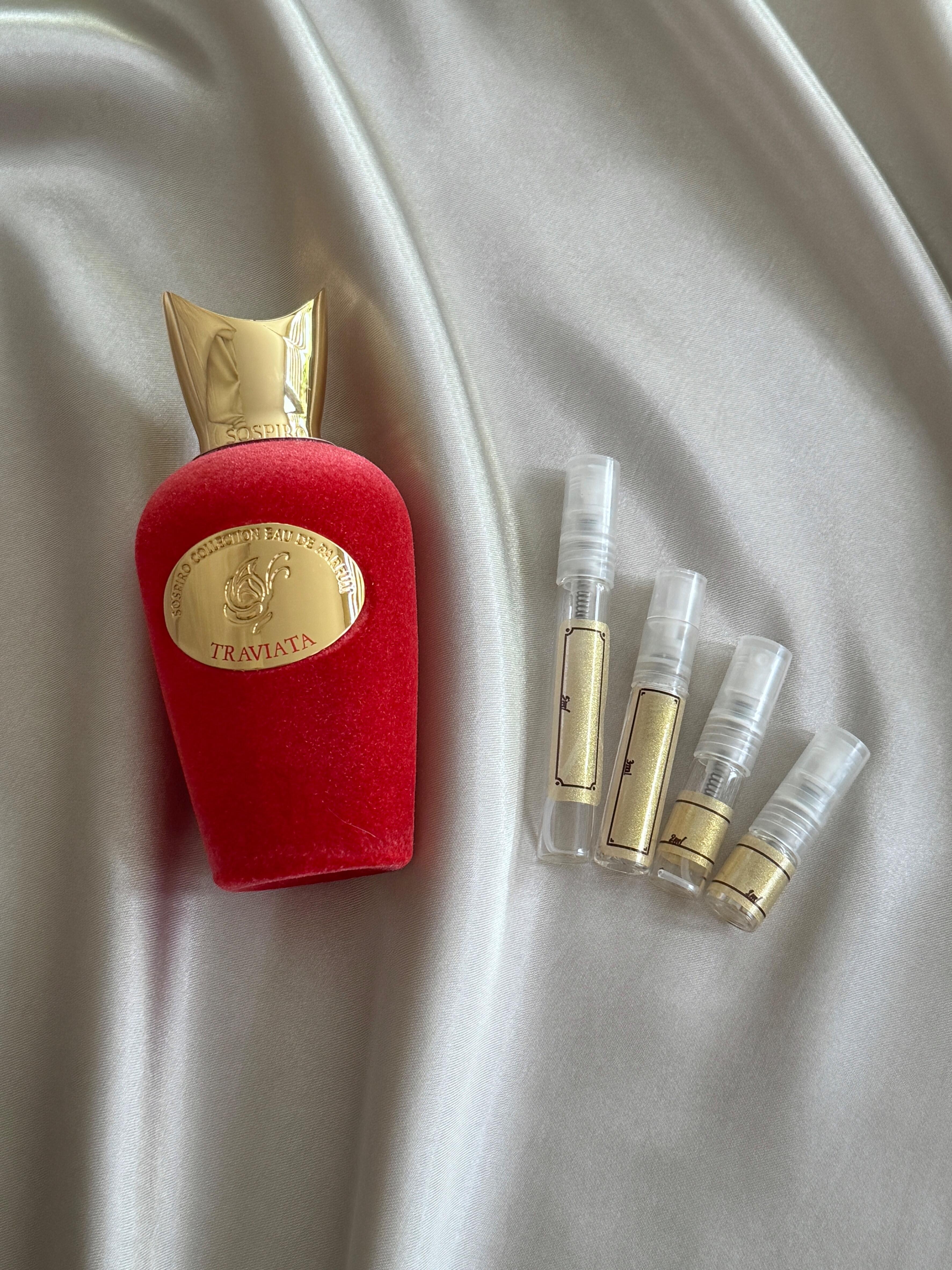 Sospiro Traviata perfume with sample bottles