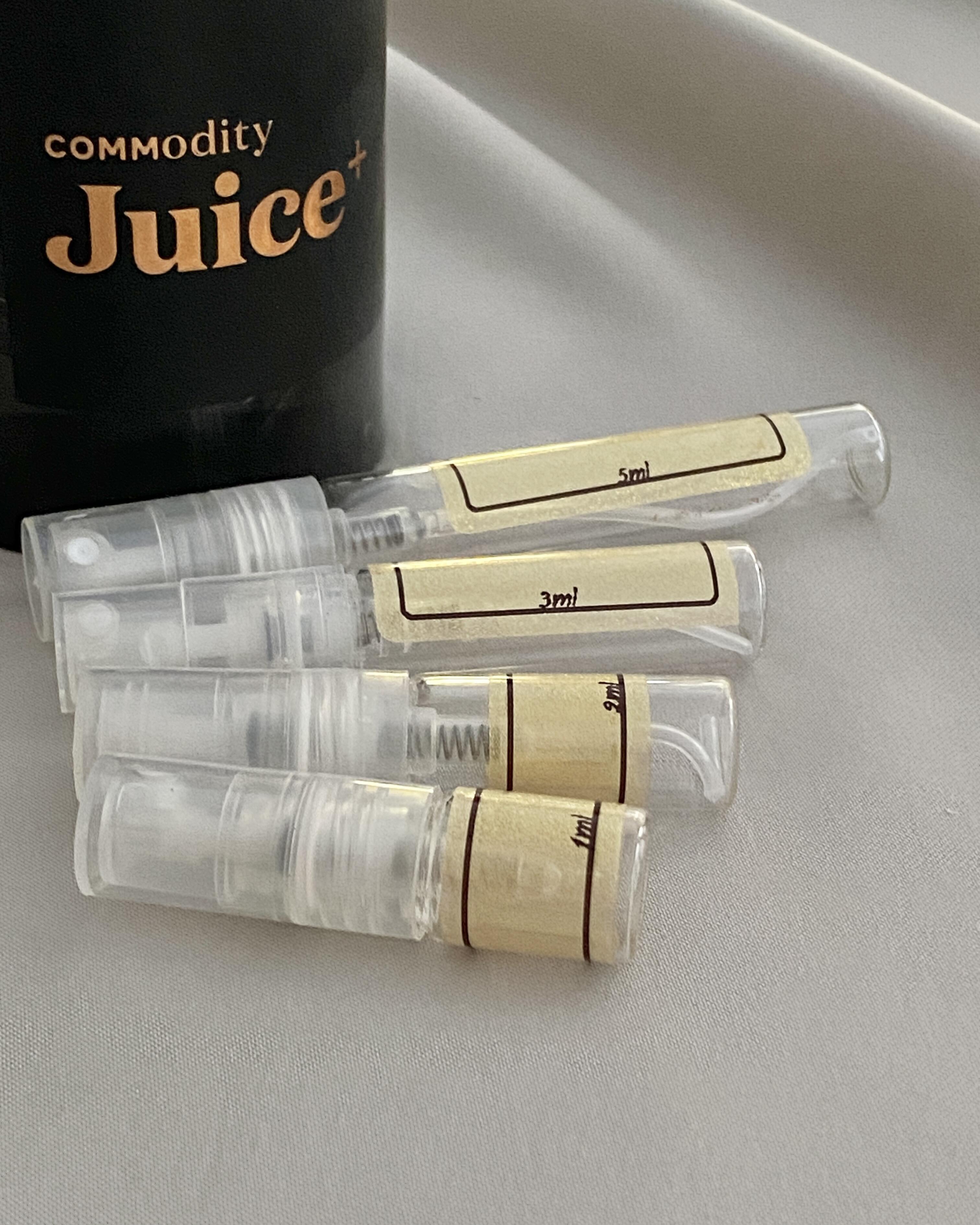 Commodity Juice + Bold and sample bottles