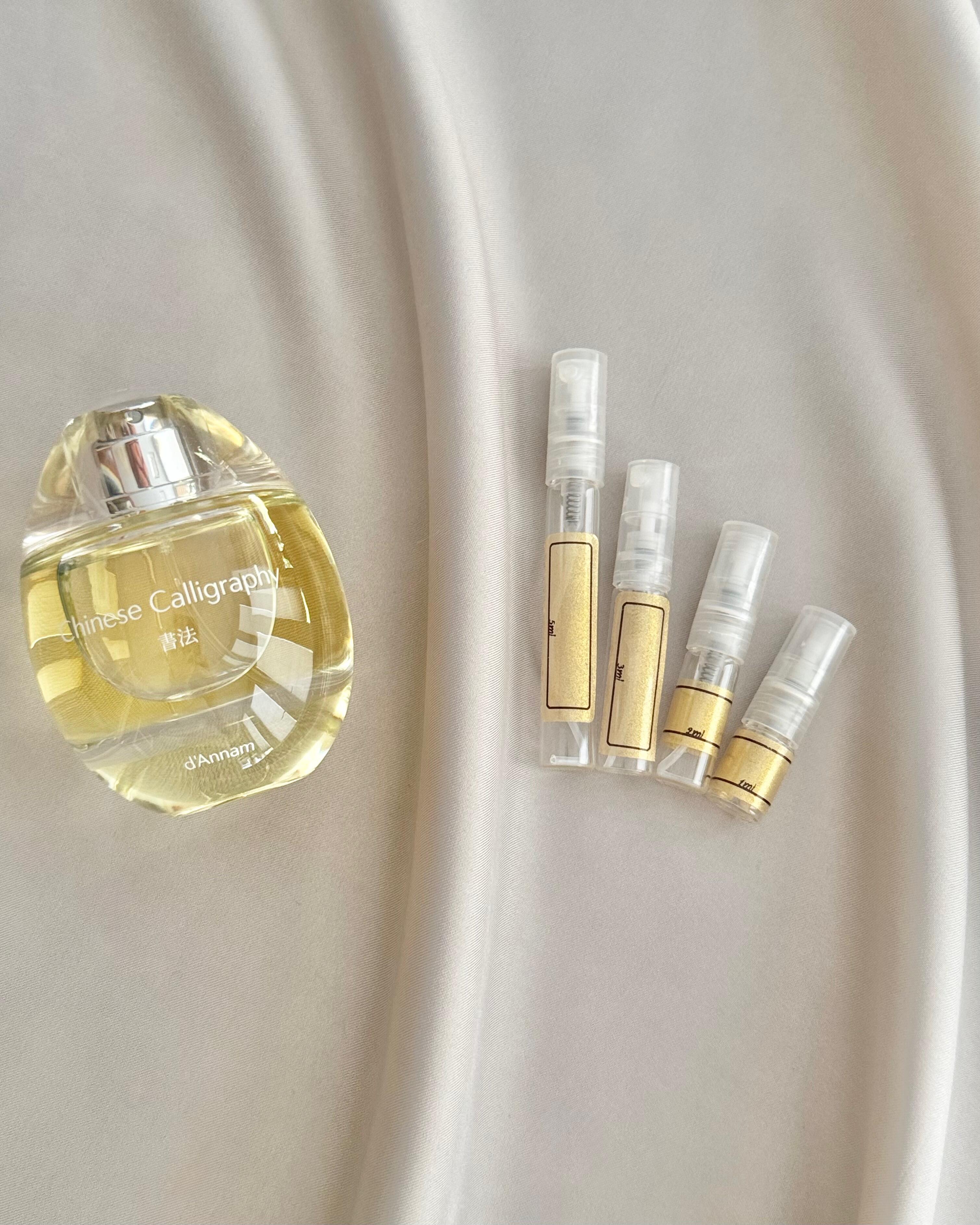 d'Annam Chinese Calligraphy with sample bottles