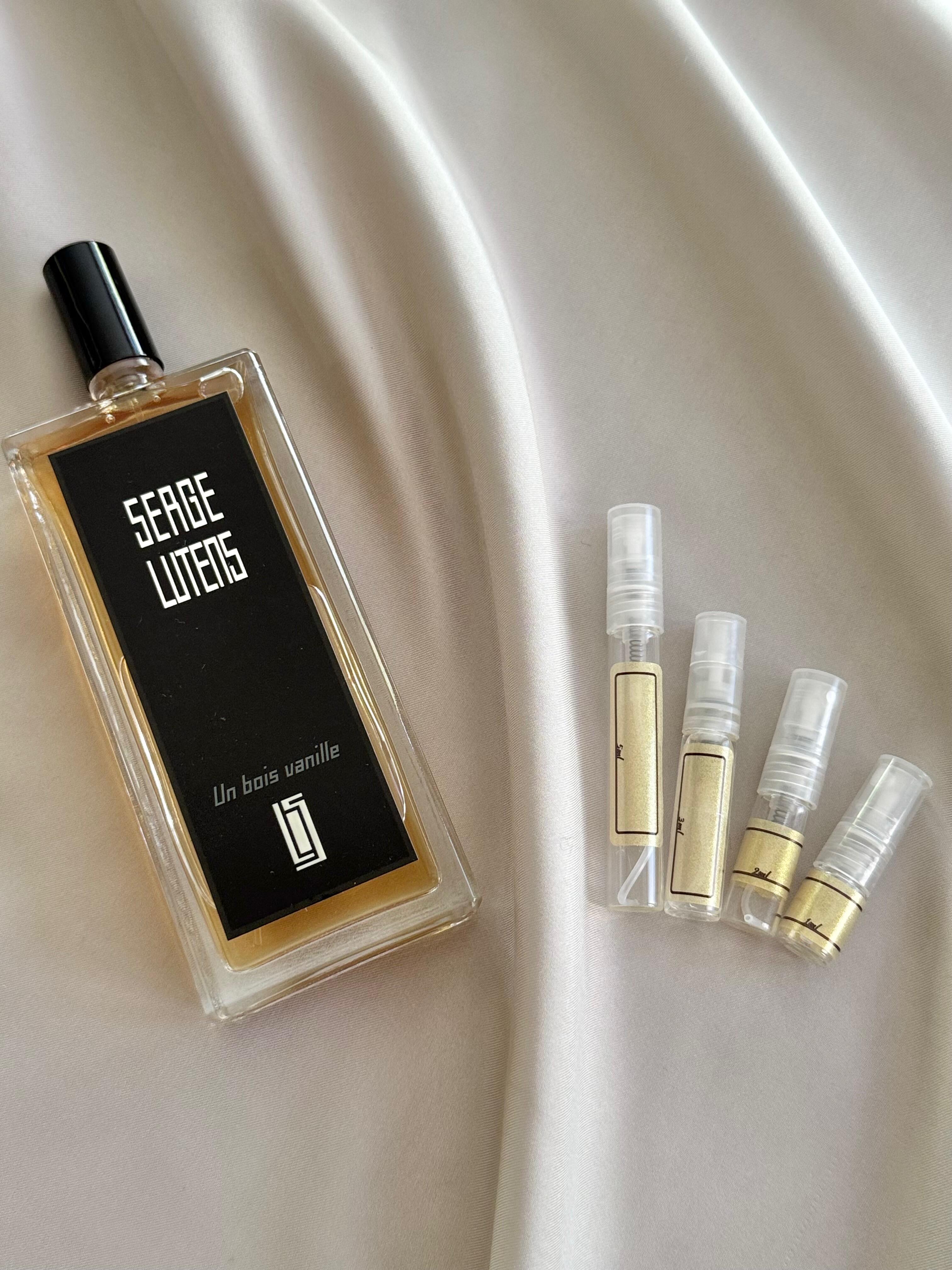 Serge Lutens Un Bois Vanille with sample bottles