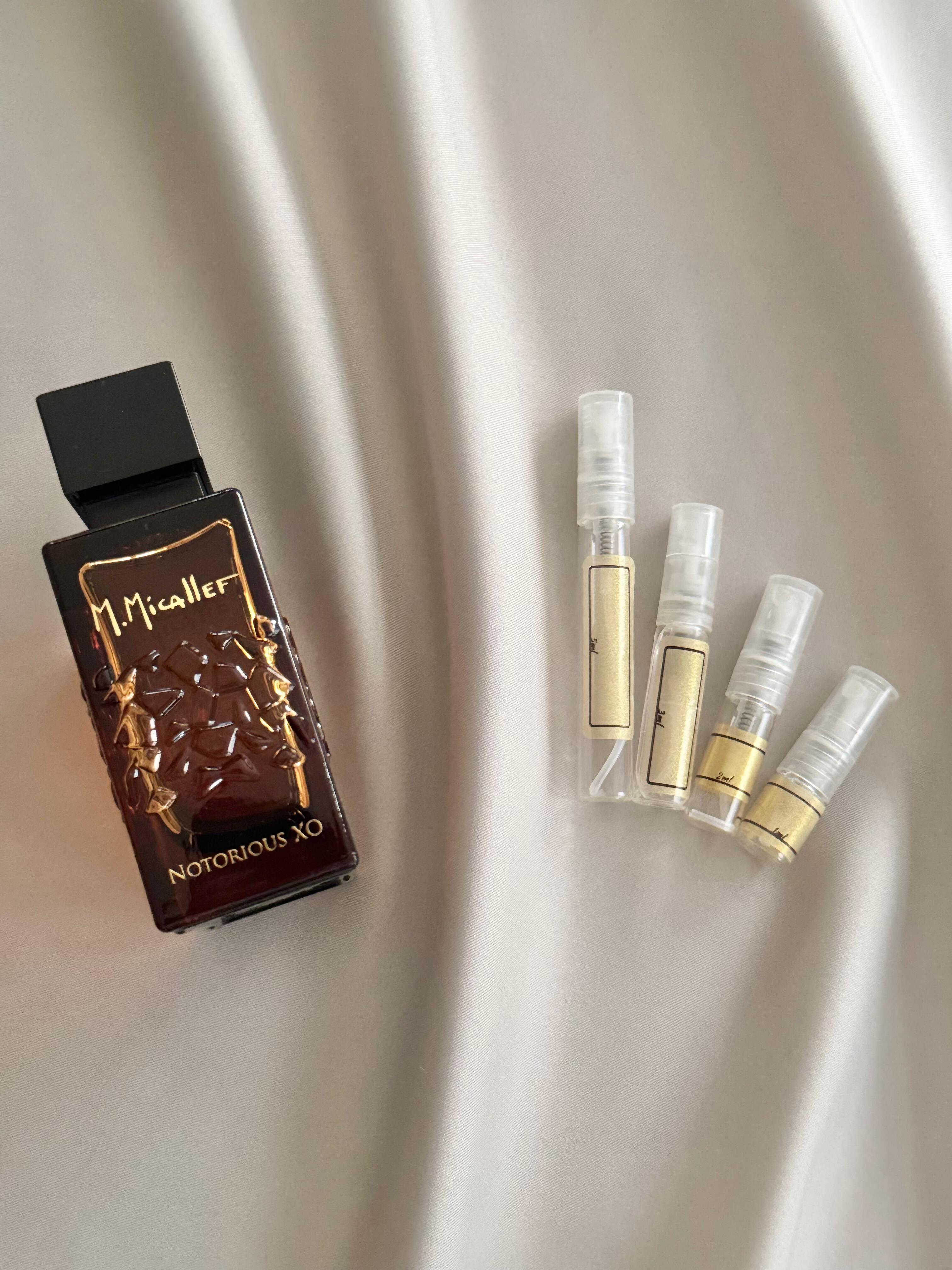M Micallef Notorious XO and sample bottles