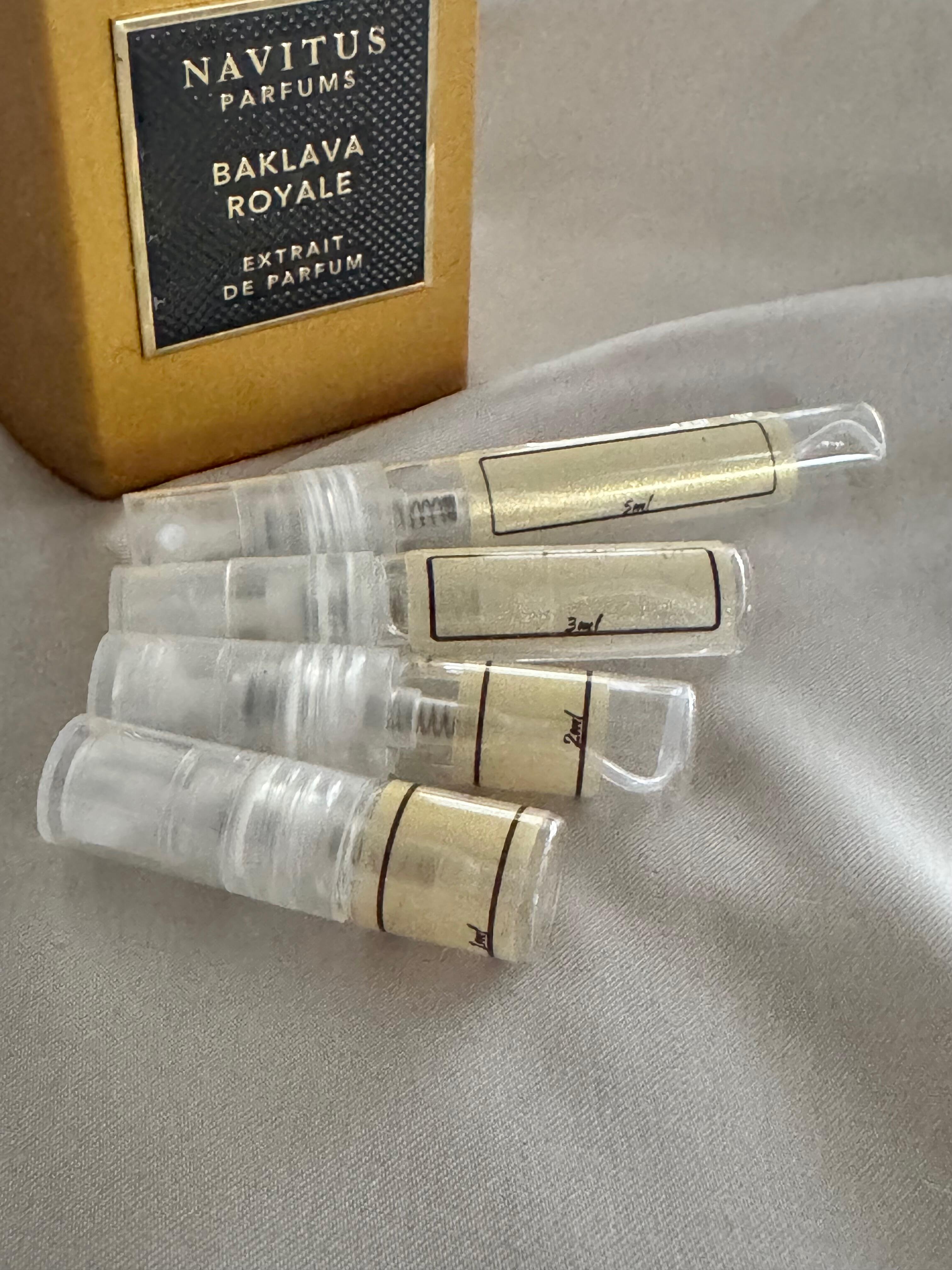 Navitus Parfums Baklava Royale and sample bottles
