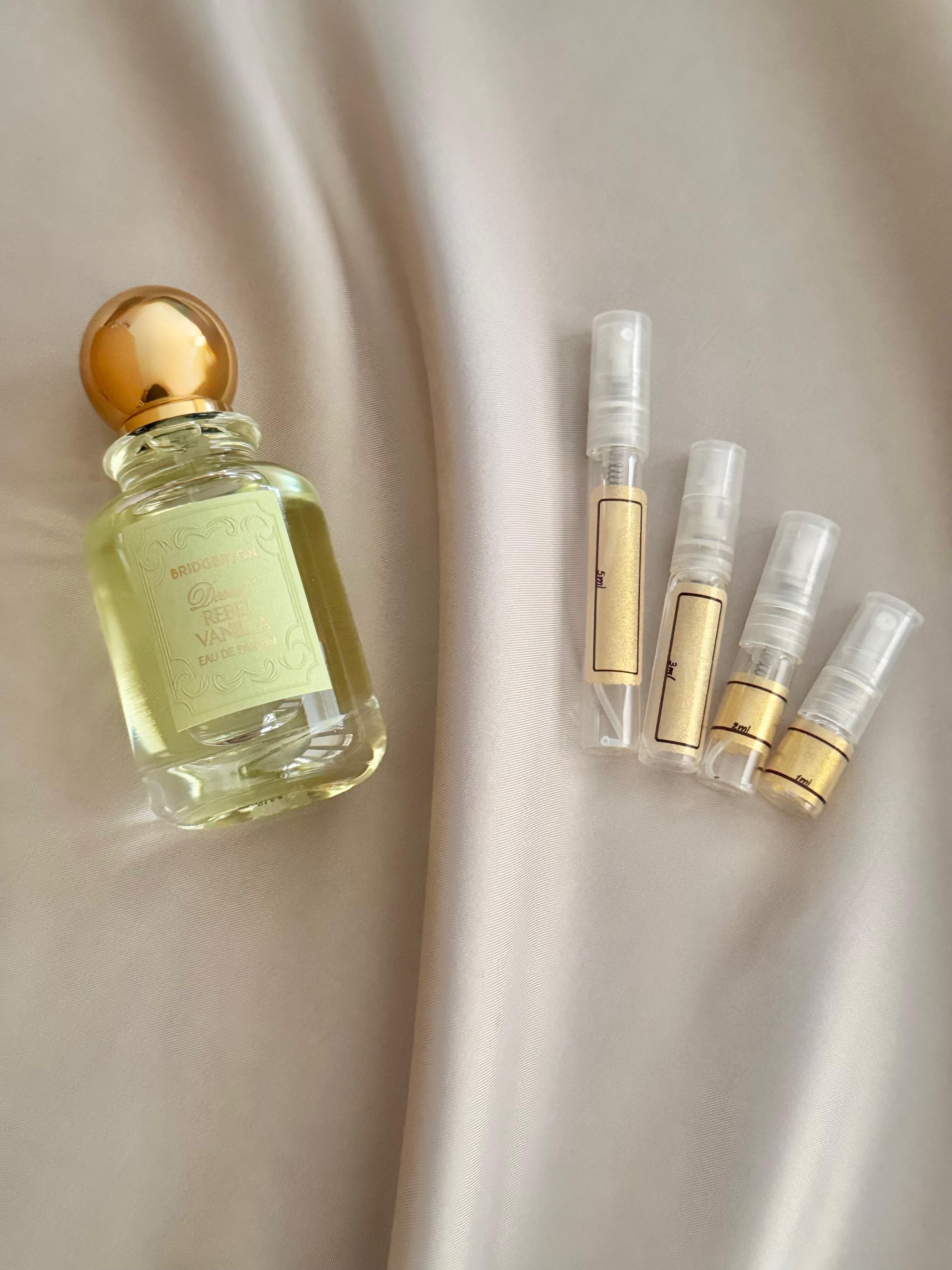 Bridgerton Parfums Dearest Rebel Vanilla and sample bottles