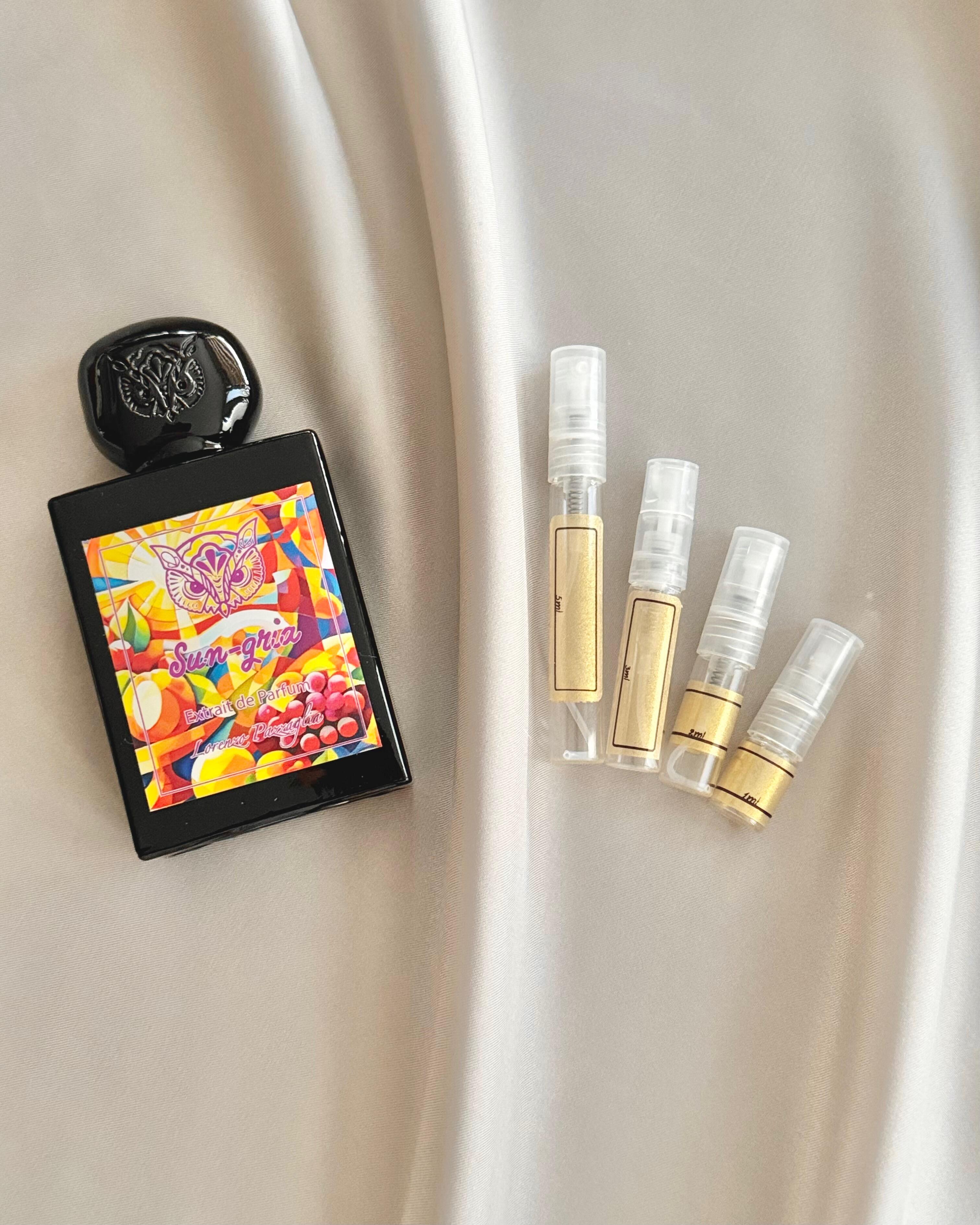 Lorenzo Pazzaglia Sun-Gria with sample bottles