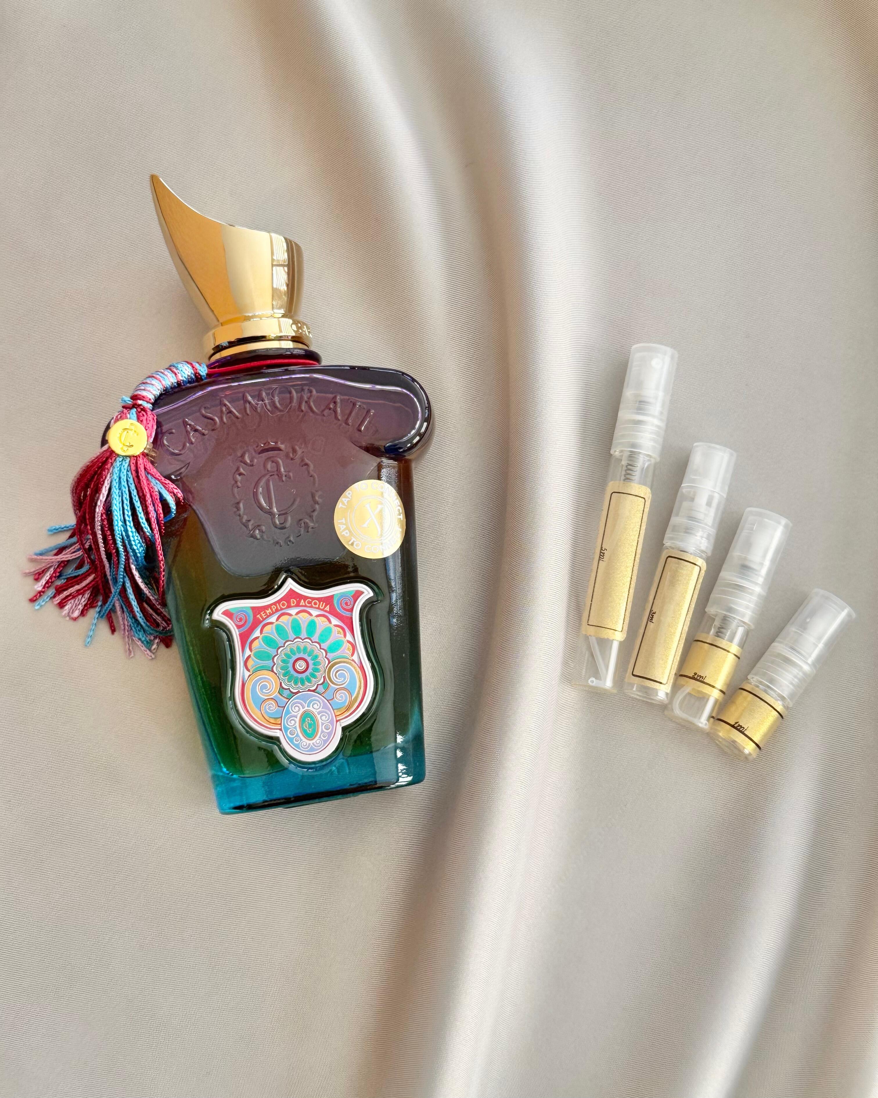 Xerjoff Tempio d'Acqua with sample bottles