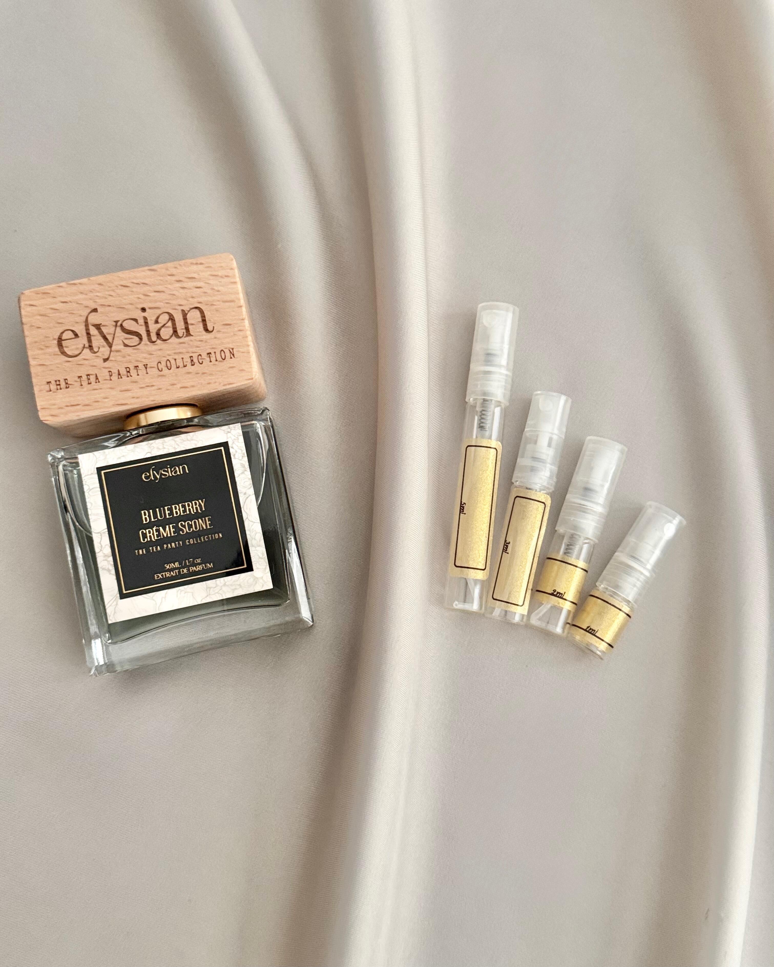 Elysian ~ Blueberry Creme Scone with sample bottles