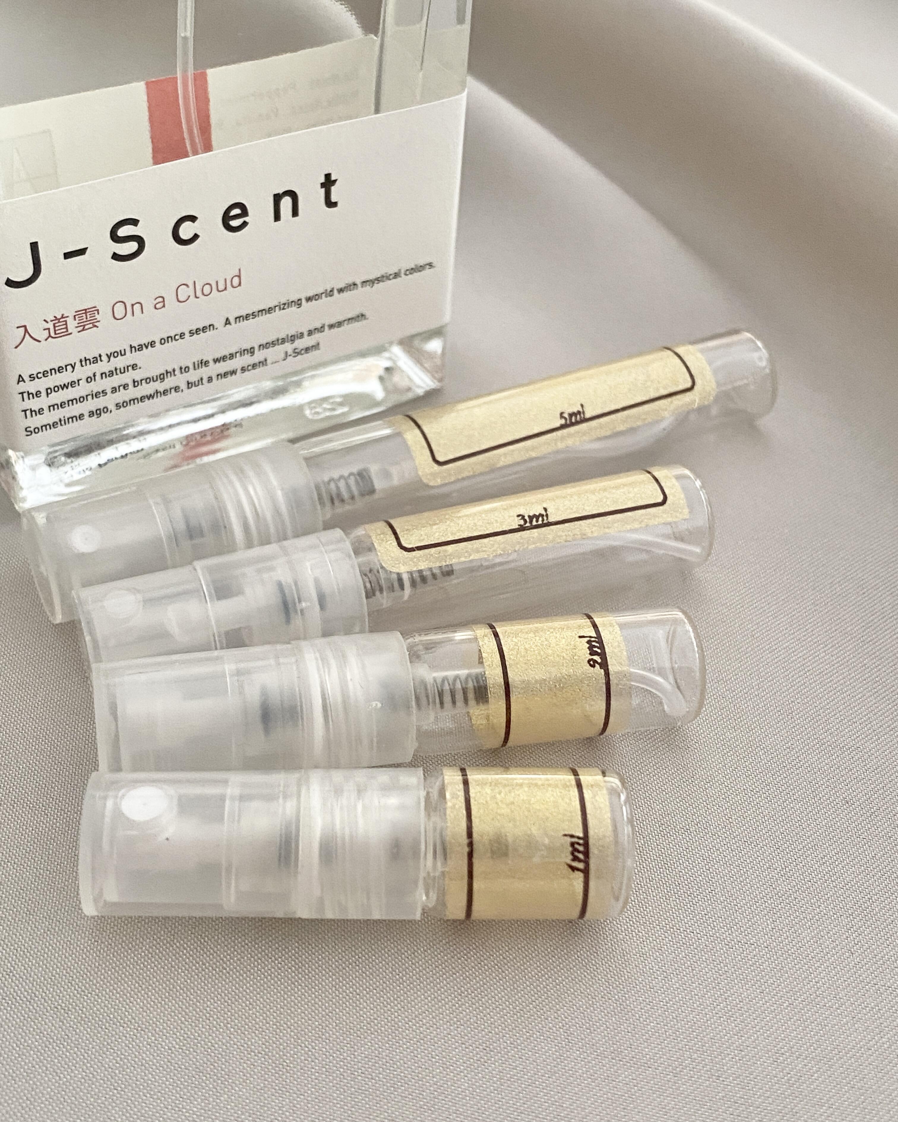 J-Scent On a Cloud perfume and sample bottles