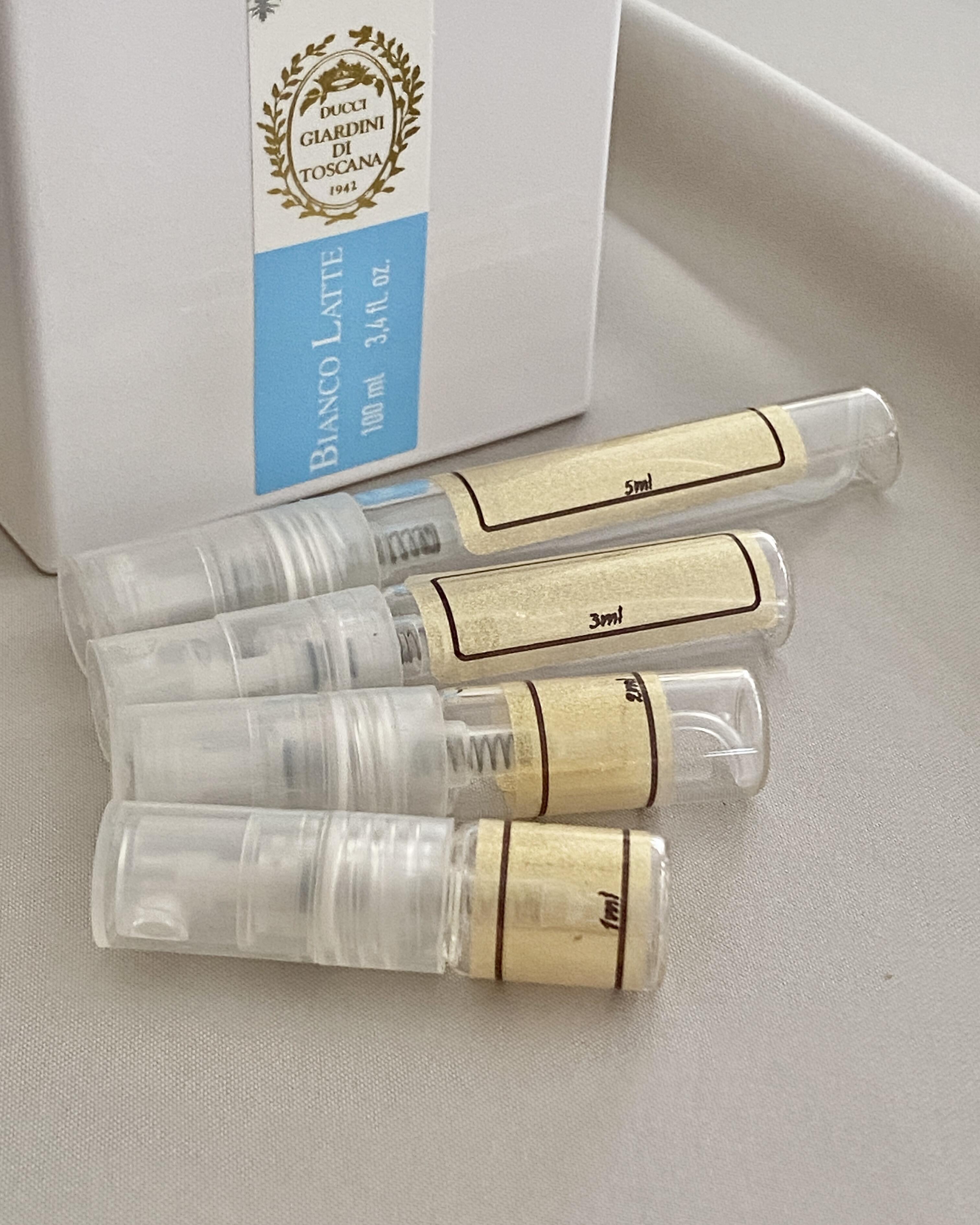 Giardini Di Toscana Bianco Latte with sample bottles