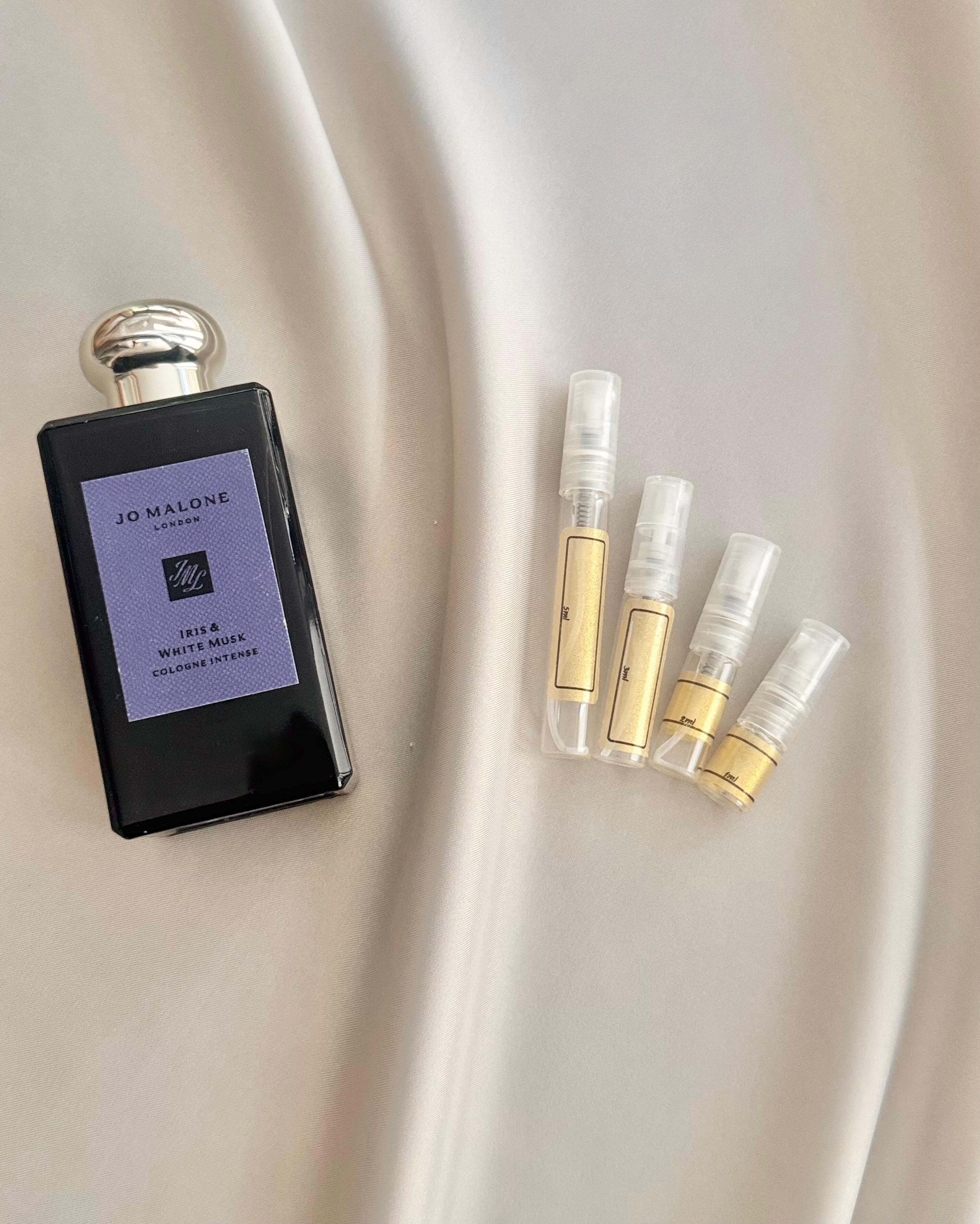 Jo Malone Iris & White Musk with sample bottles