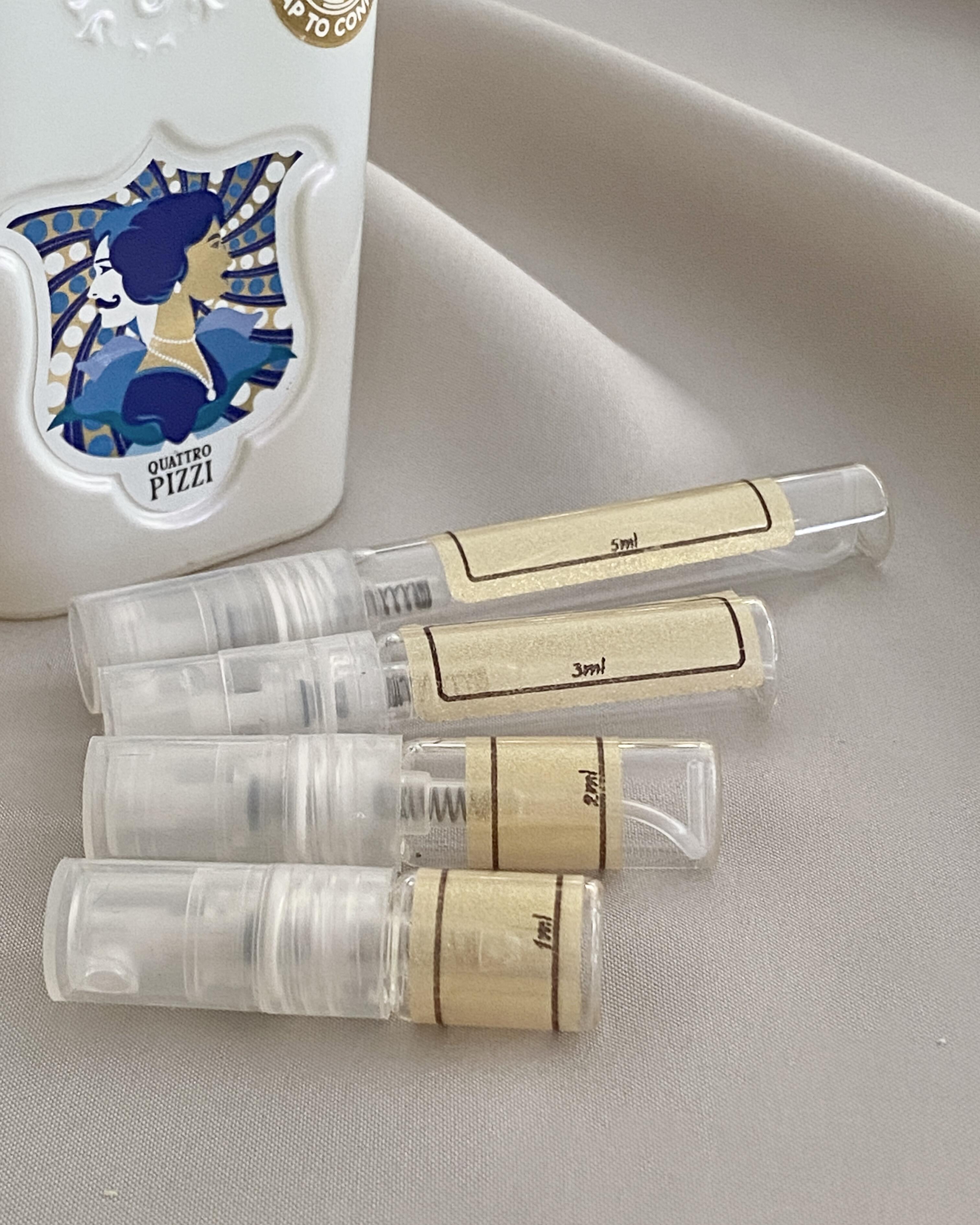 Xerjoff Quattro Pizzi and sample bottles