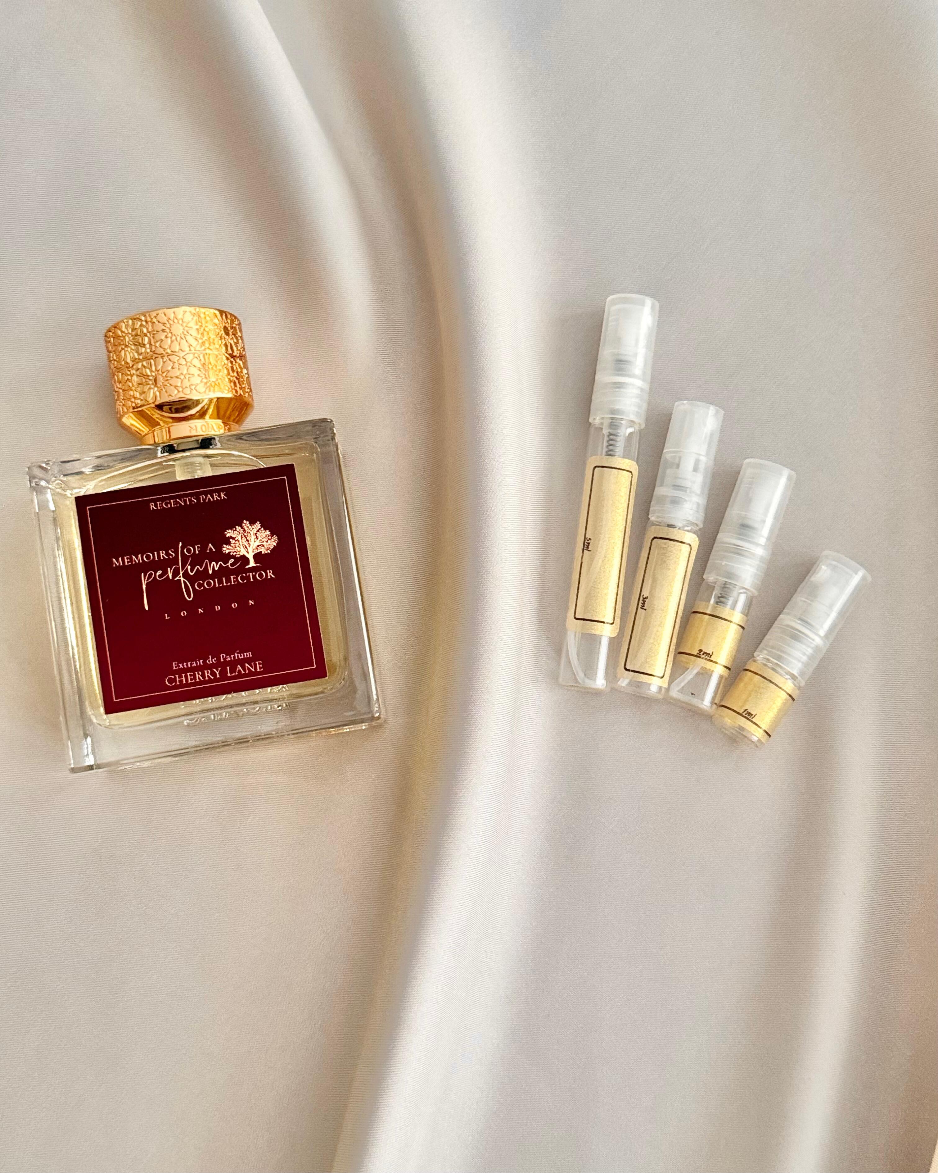 Memoirs of a Perfume Collector Cherry Lane with sample bottles