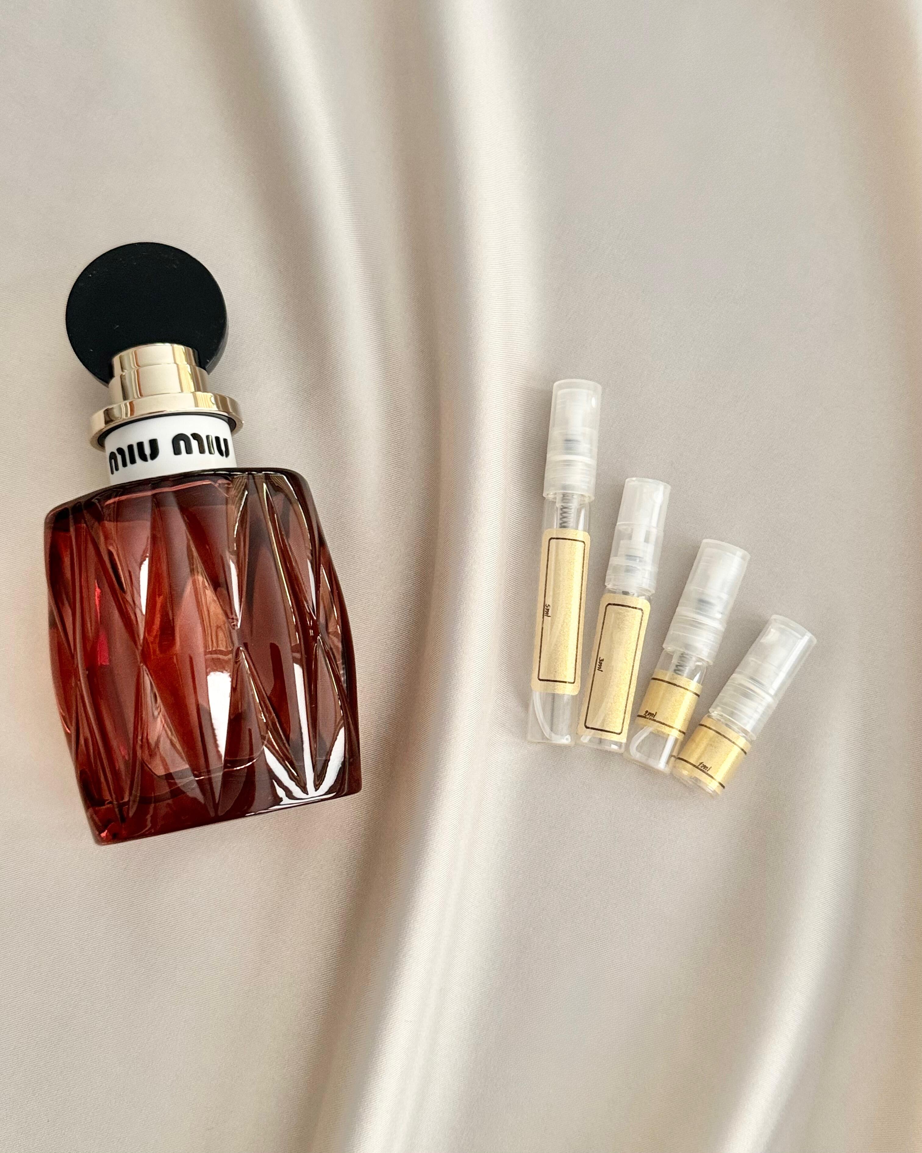 Miu Miu Miutine Intense with sample bottles
