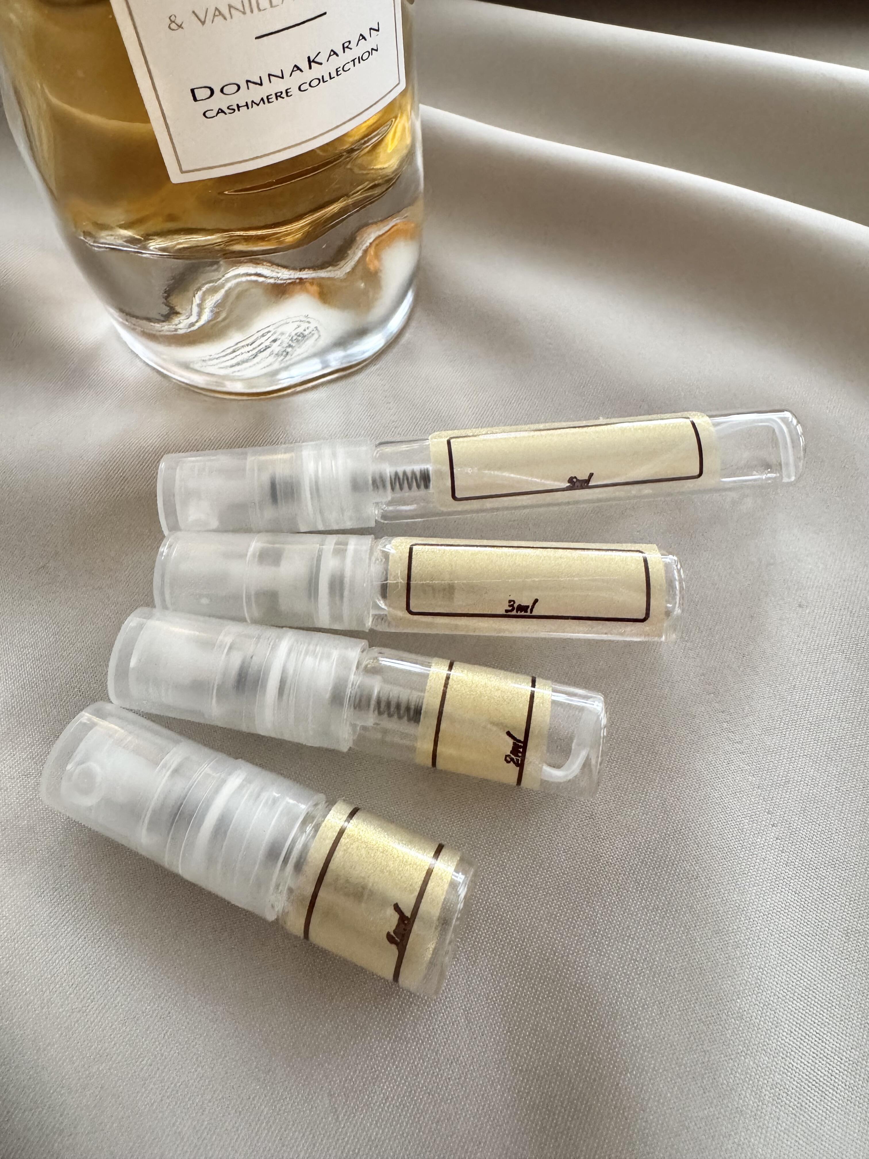 Donna Karan Cashmere & Vanilla Essence with sample bottles