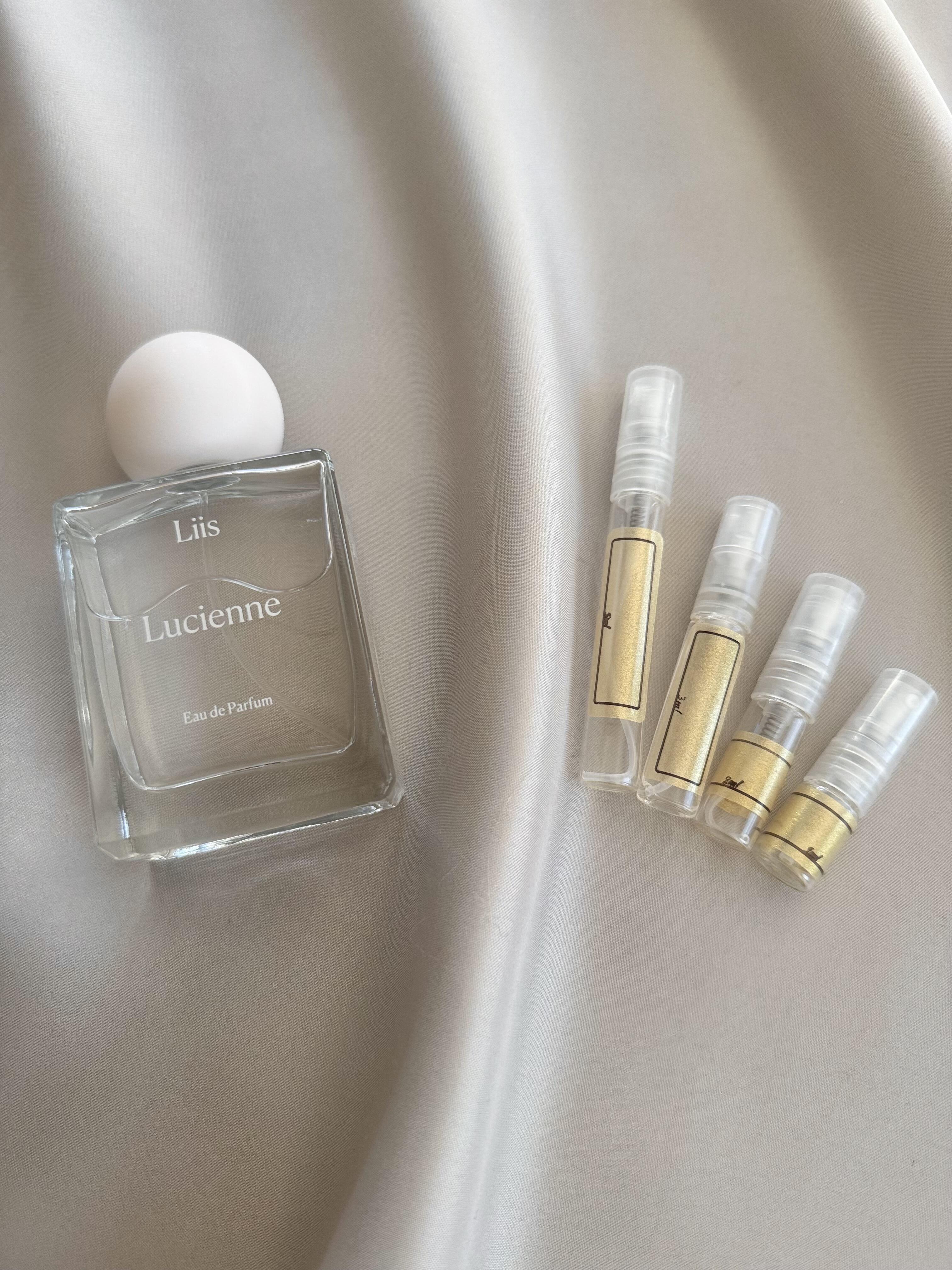 Liis Lucienne with sample bottles