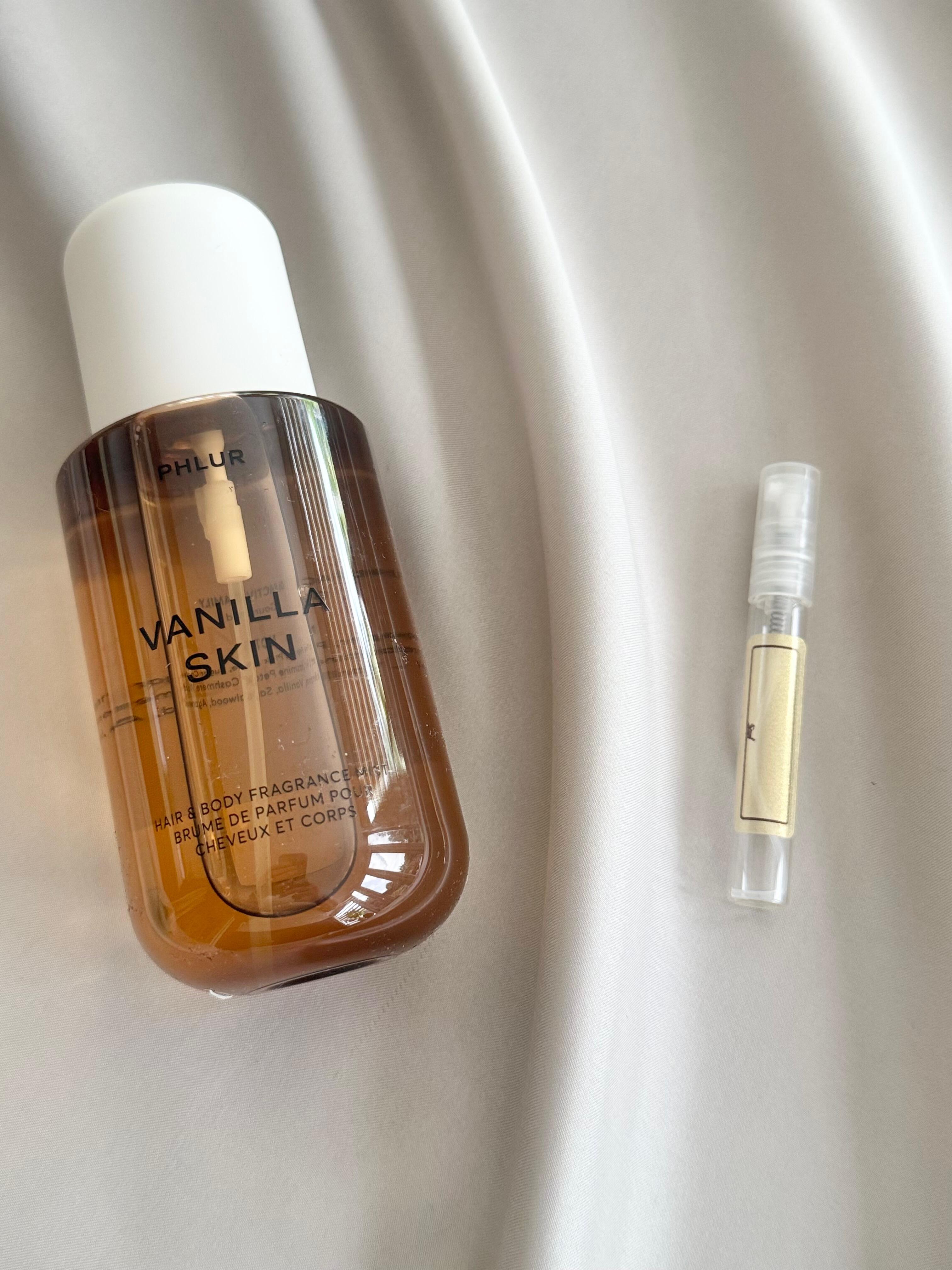 Phlur Vanille Skin Body Mist with sample bottle