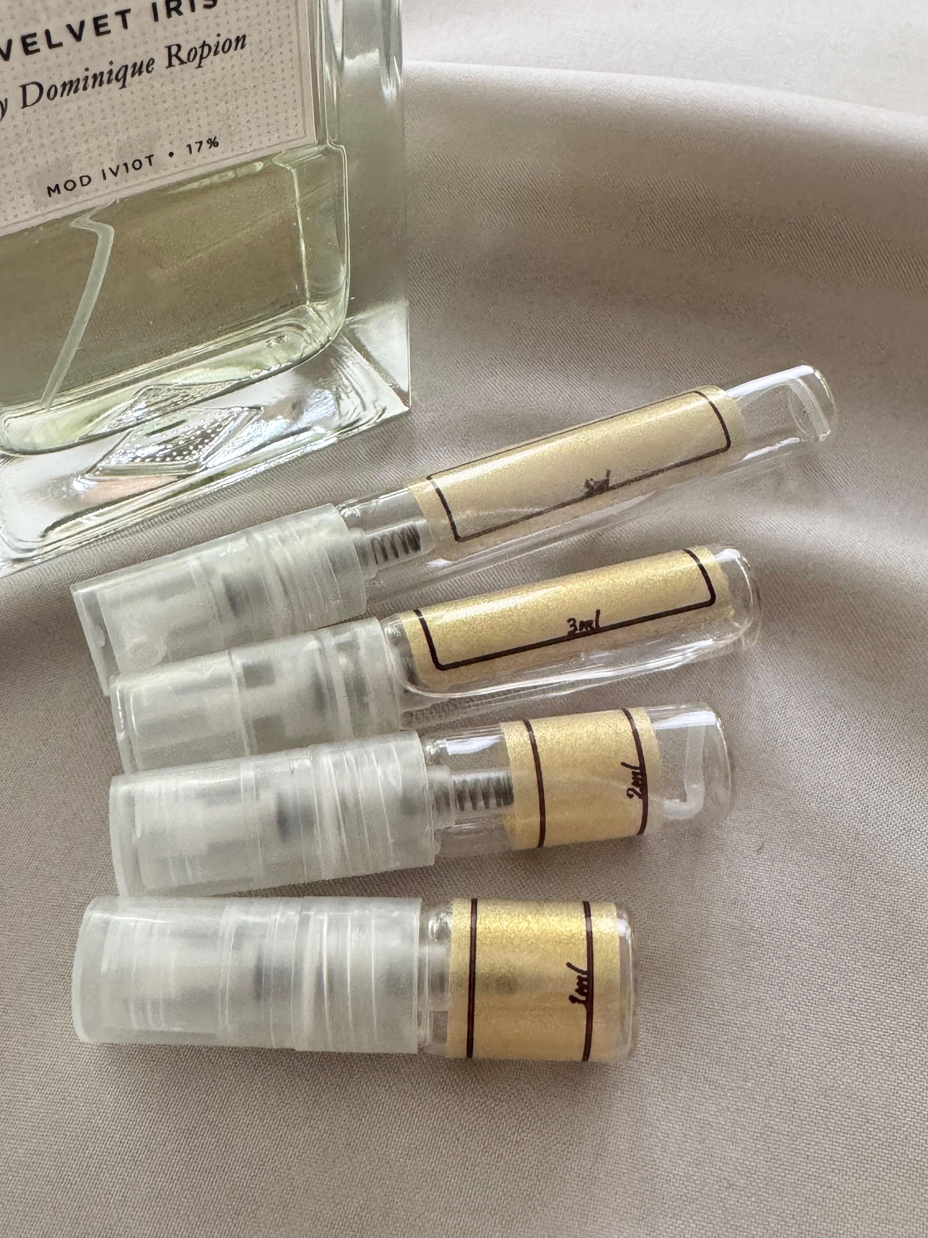 Essential Parfums Velvet Iris with sample bottles