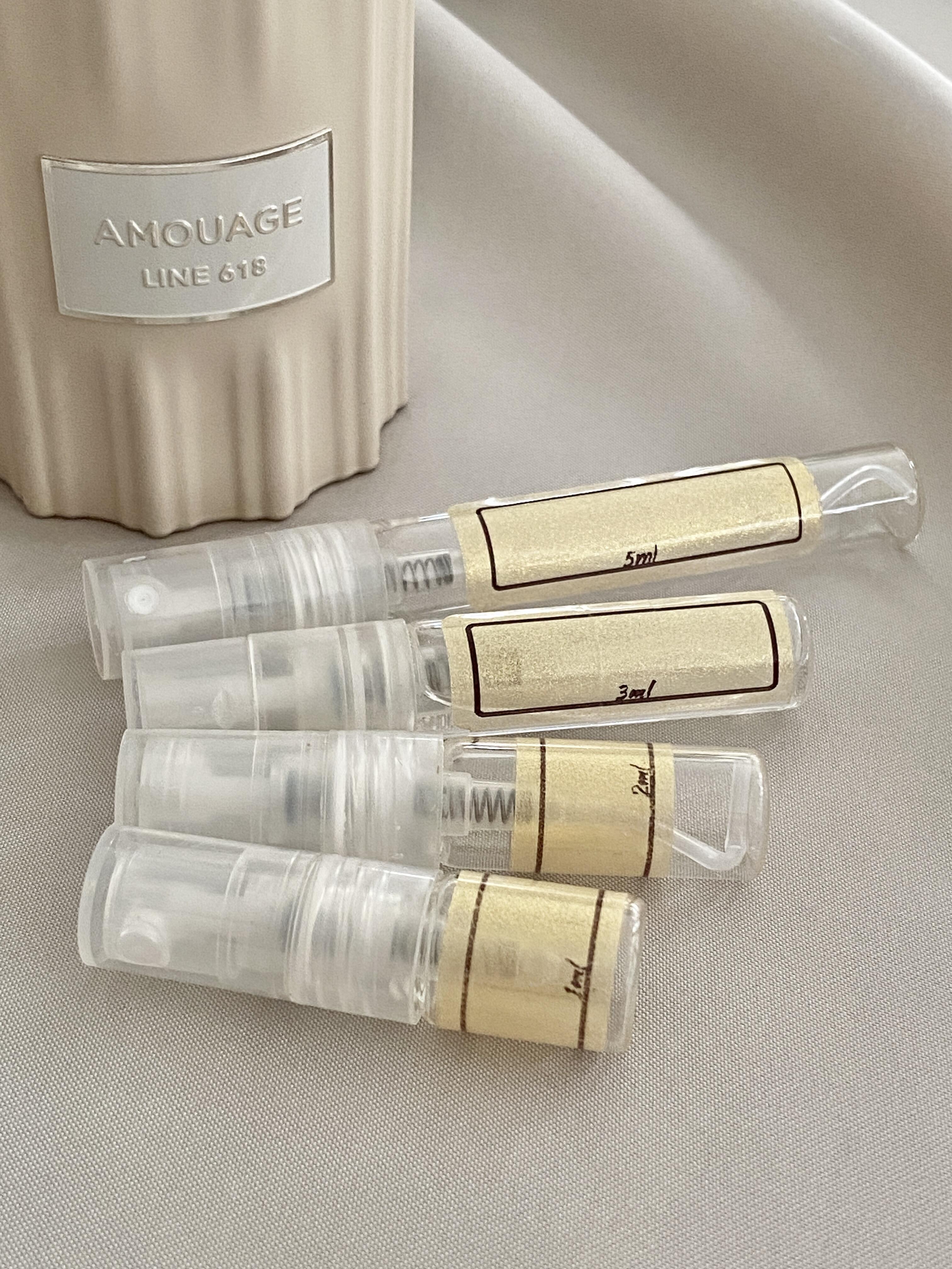 Amouage Line 618 with sample bottles