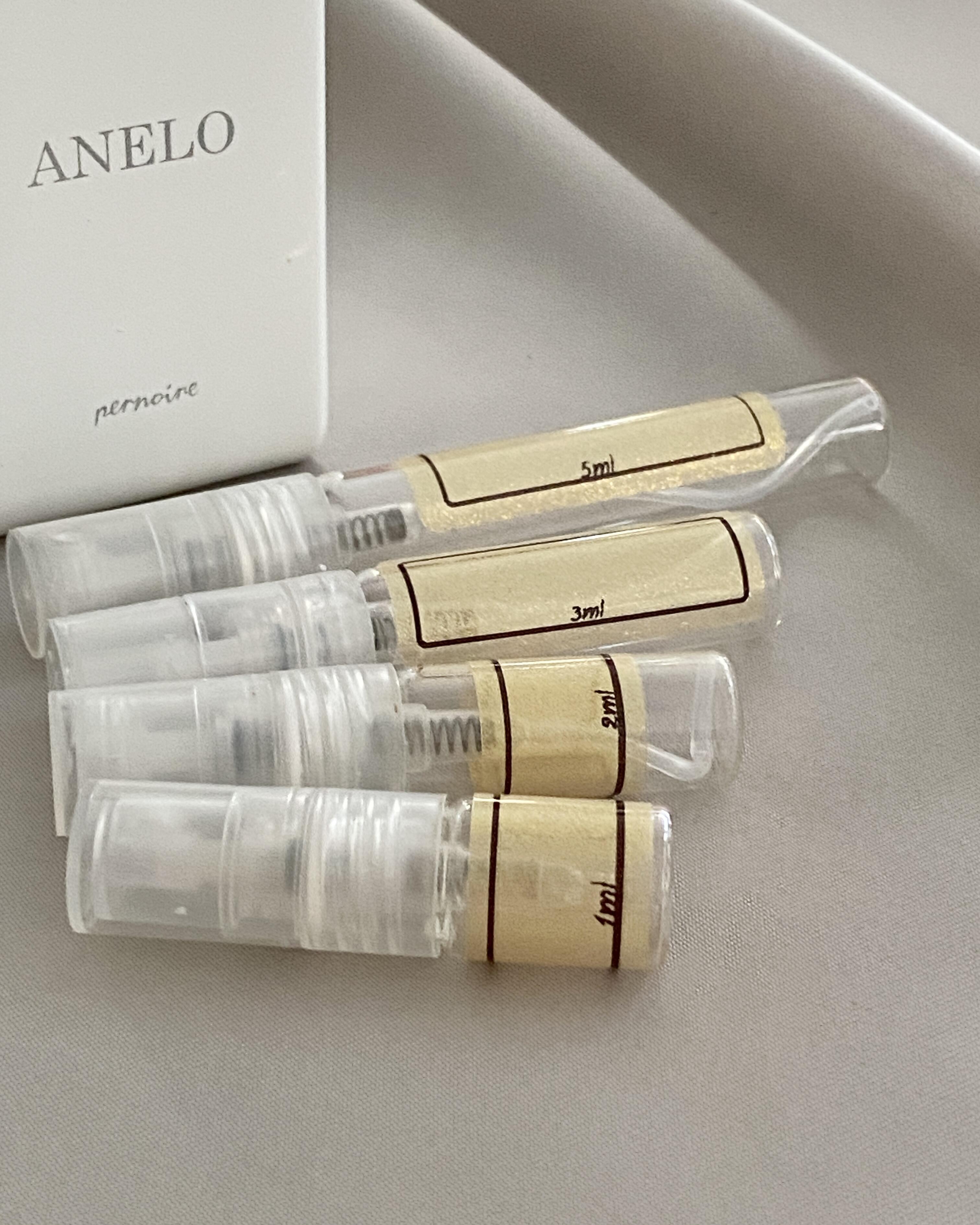 Pernoire Anelo and sample bottles