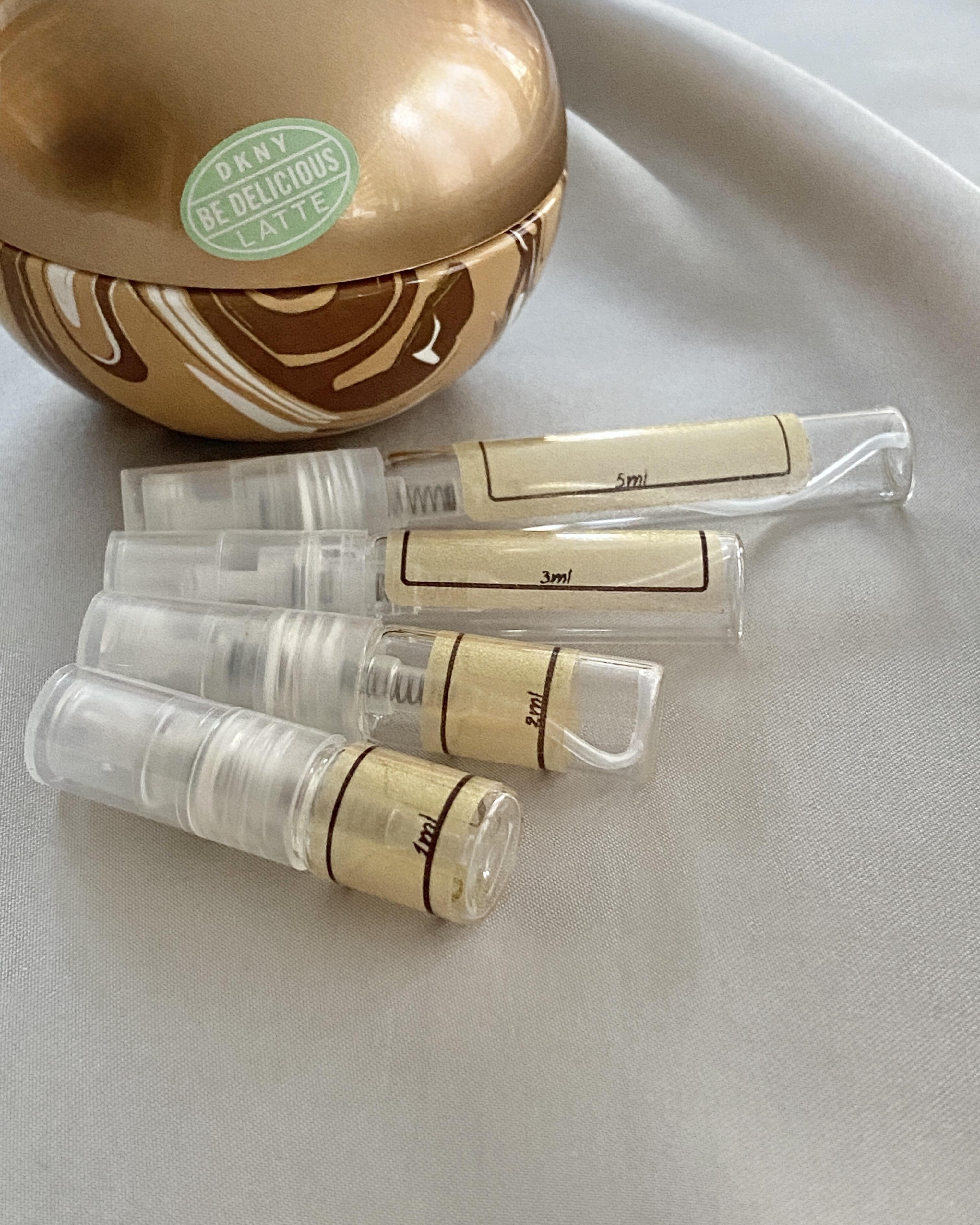 DKNY Be Delicious Latte Pistachio and sample bottles