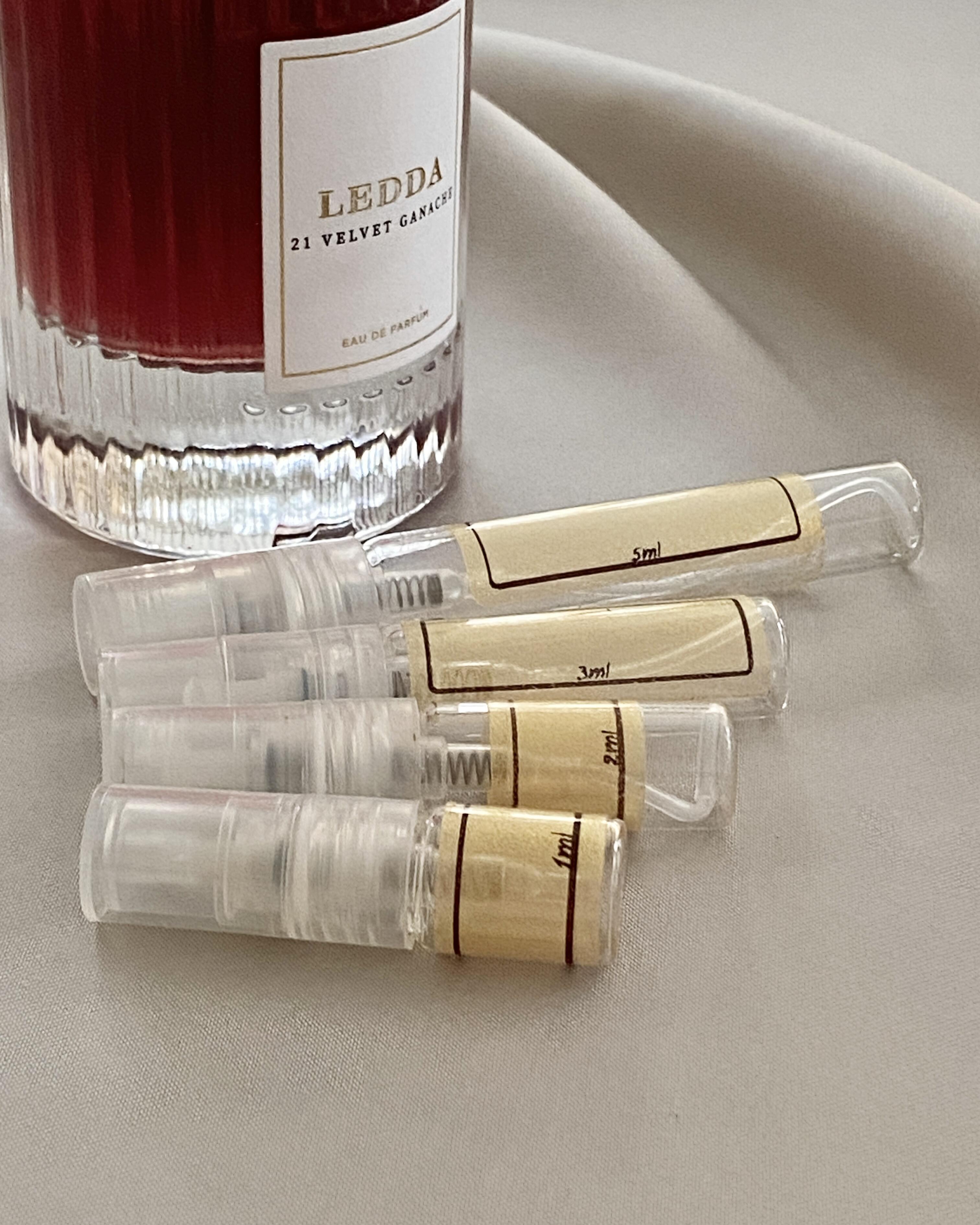 Ledda 21 Velvet Ganache and sample bottles