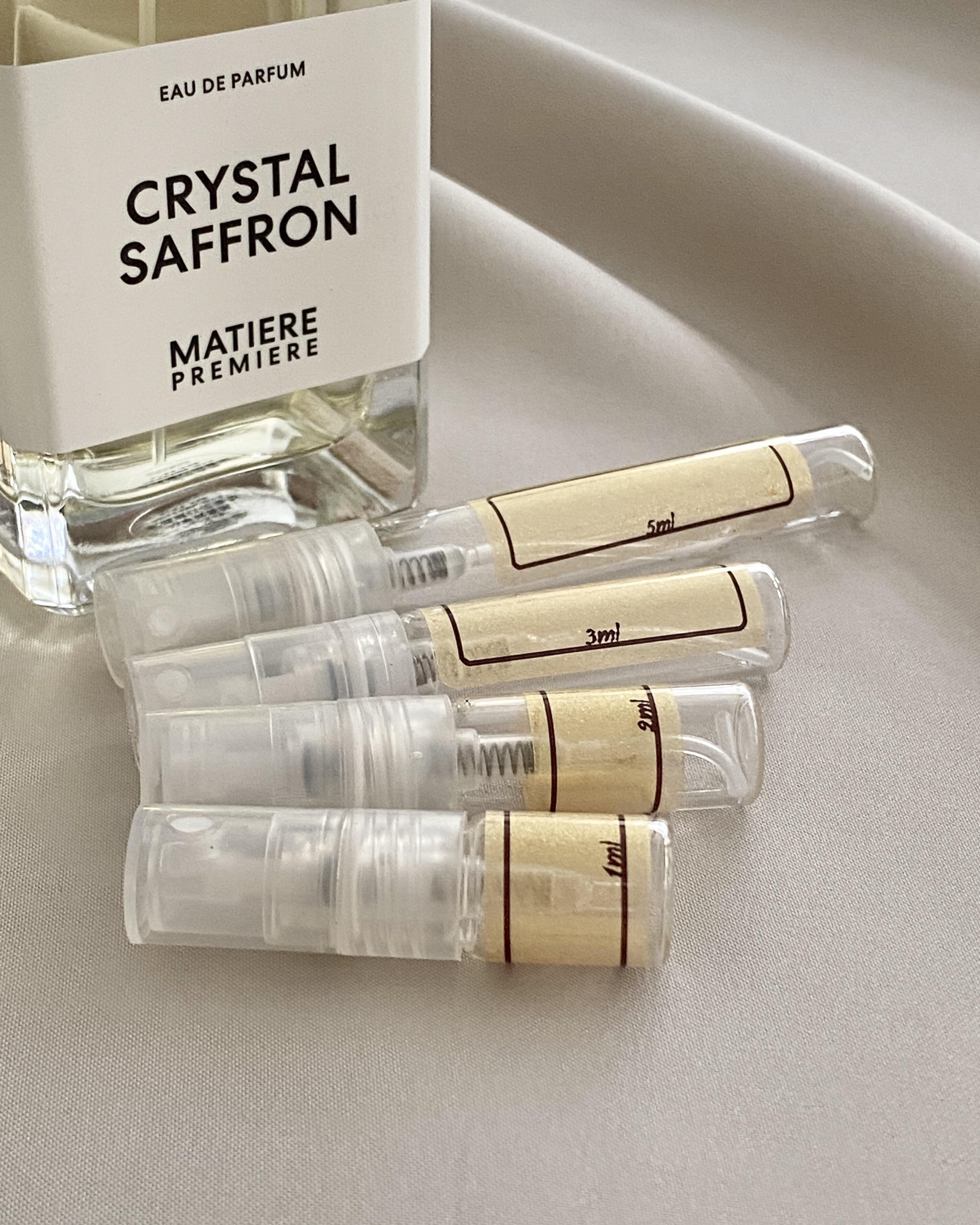 Matiere Premiere Crystal Saffron and samples bottles