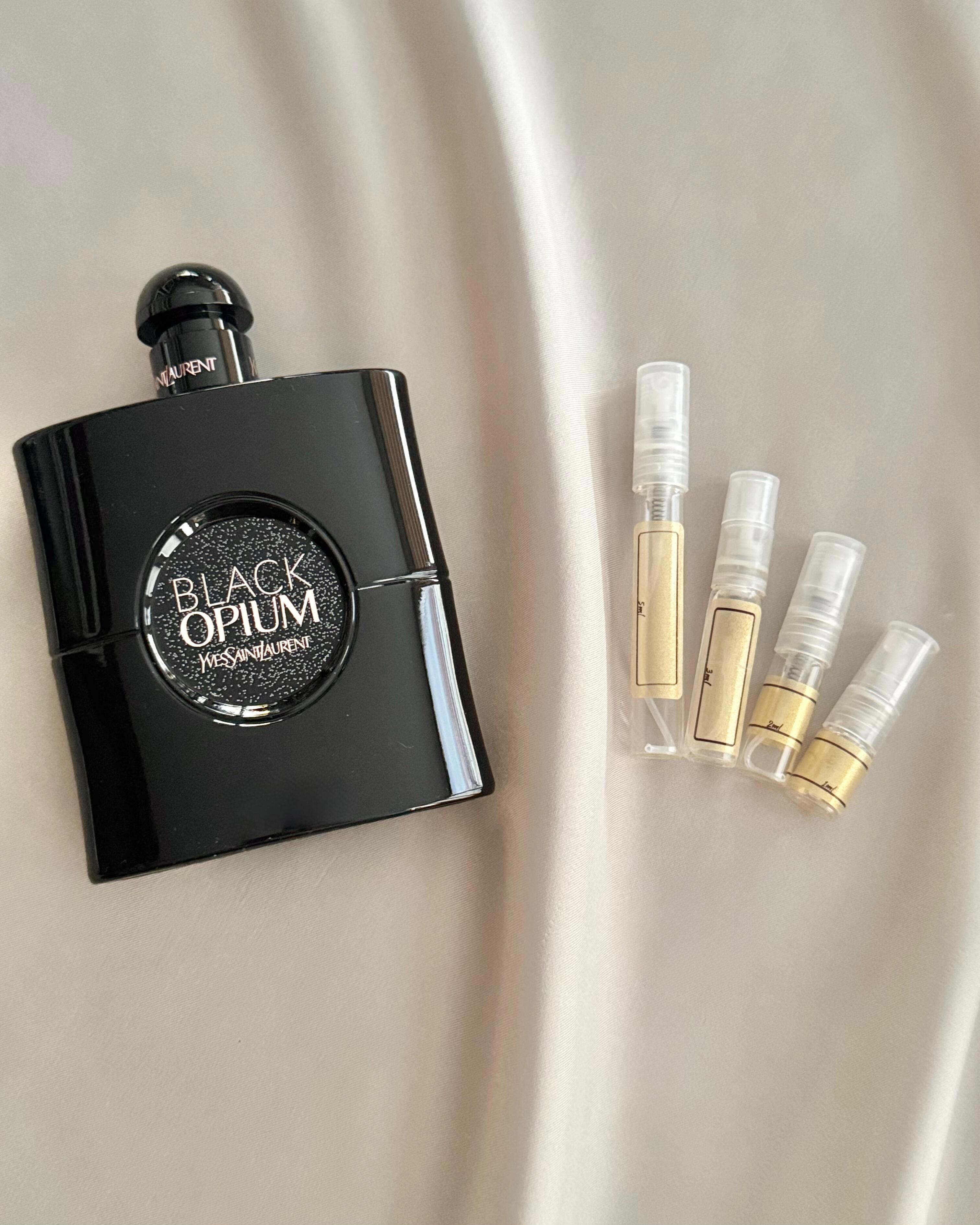 Yves Saint Laurent Black Opium Le Parfum with sample bottles