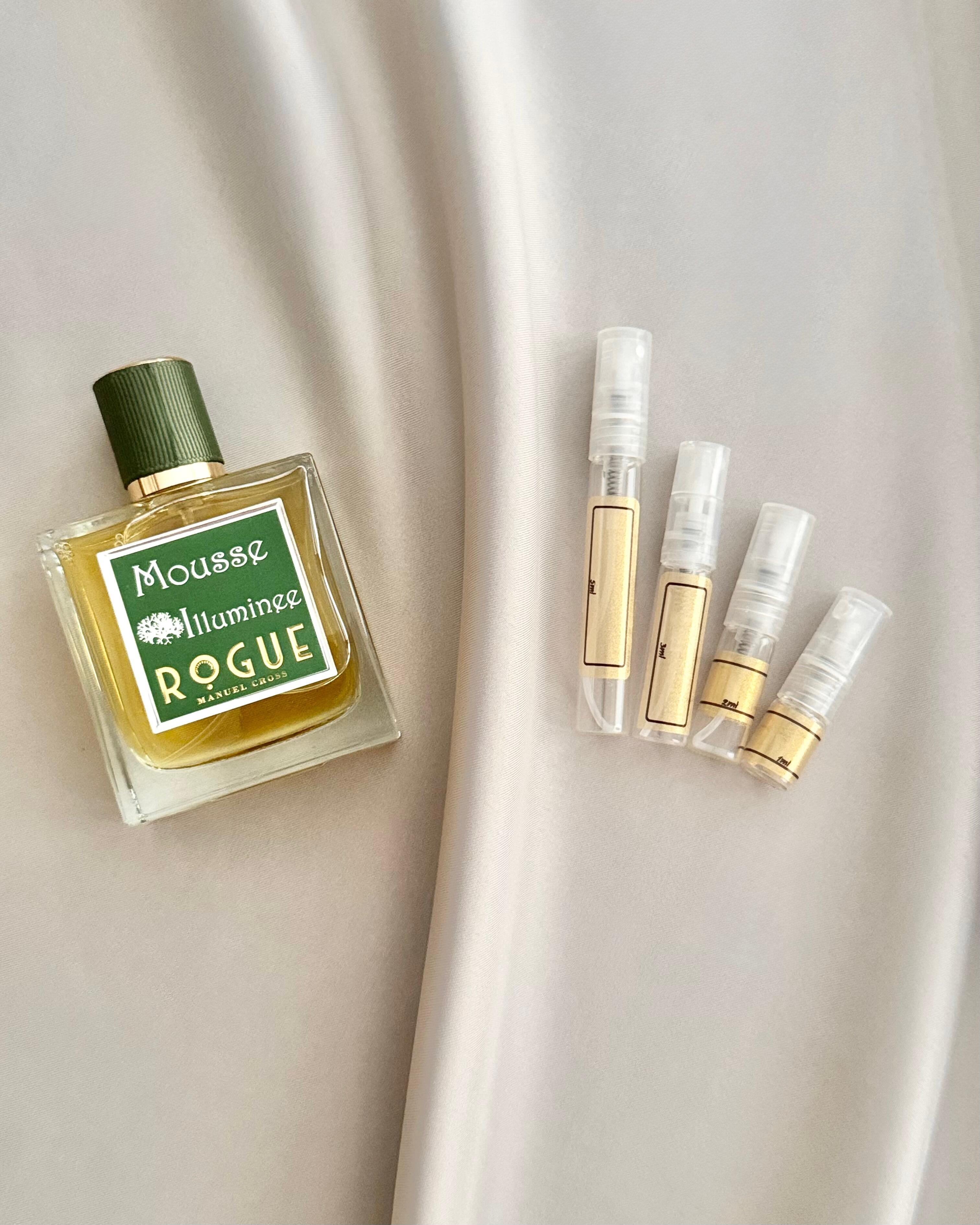 Rogue Perfumery Mousse Illuminee with sample bottles