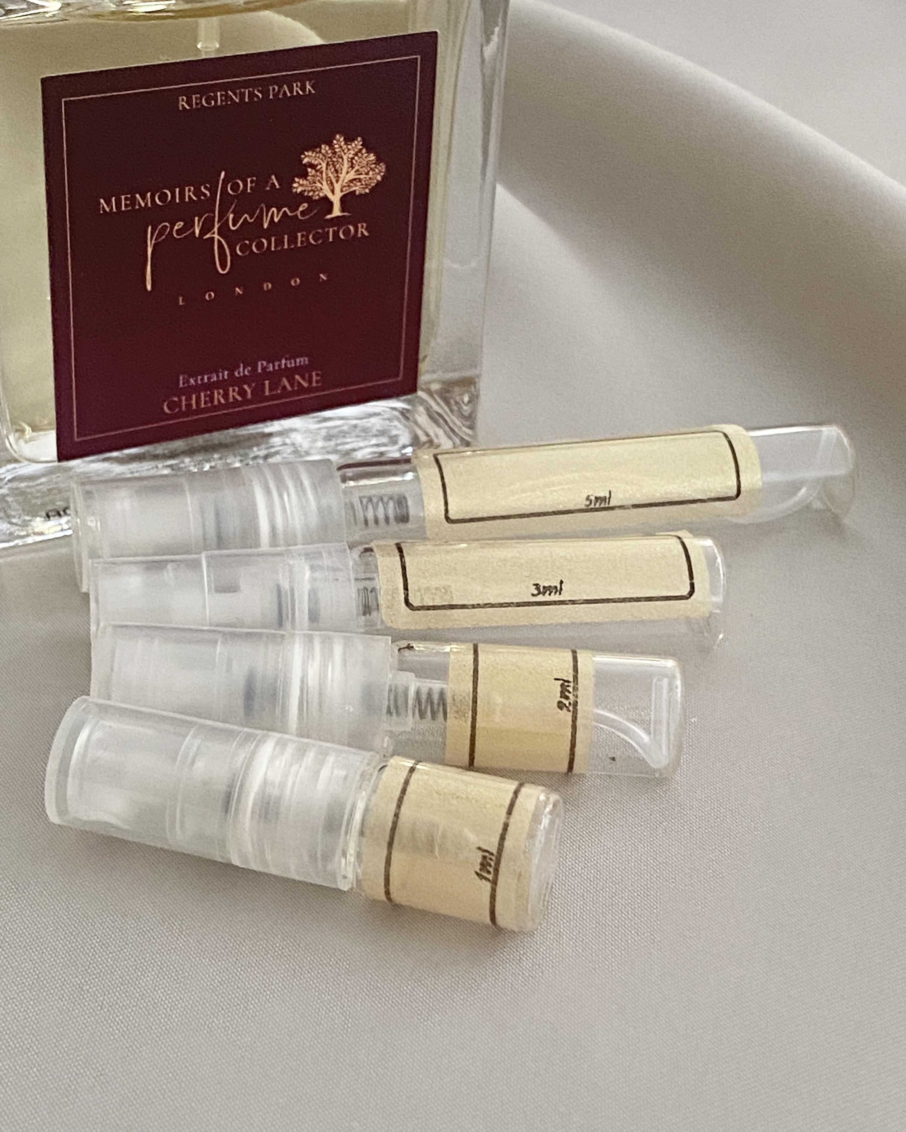 Memoirs of a Perfume Collector Cherry Lane and sample bottles