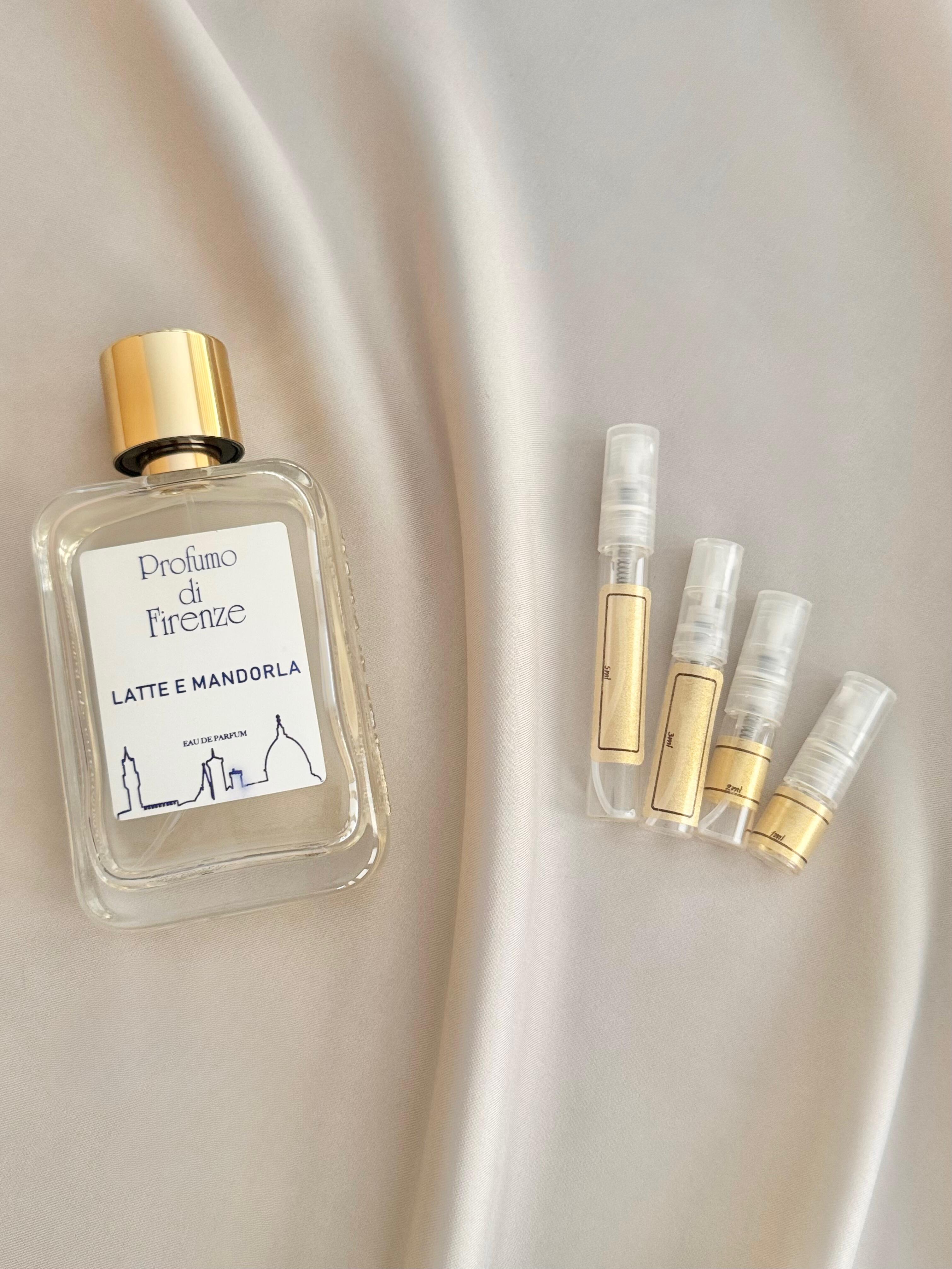 Profumo Di Firenze Latte e Mandorla and sample bottles