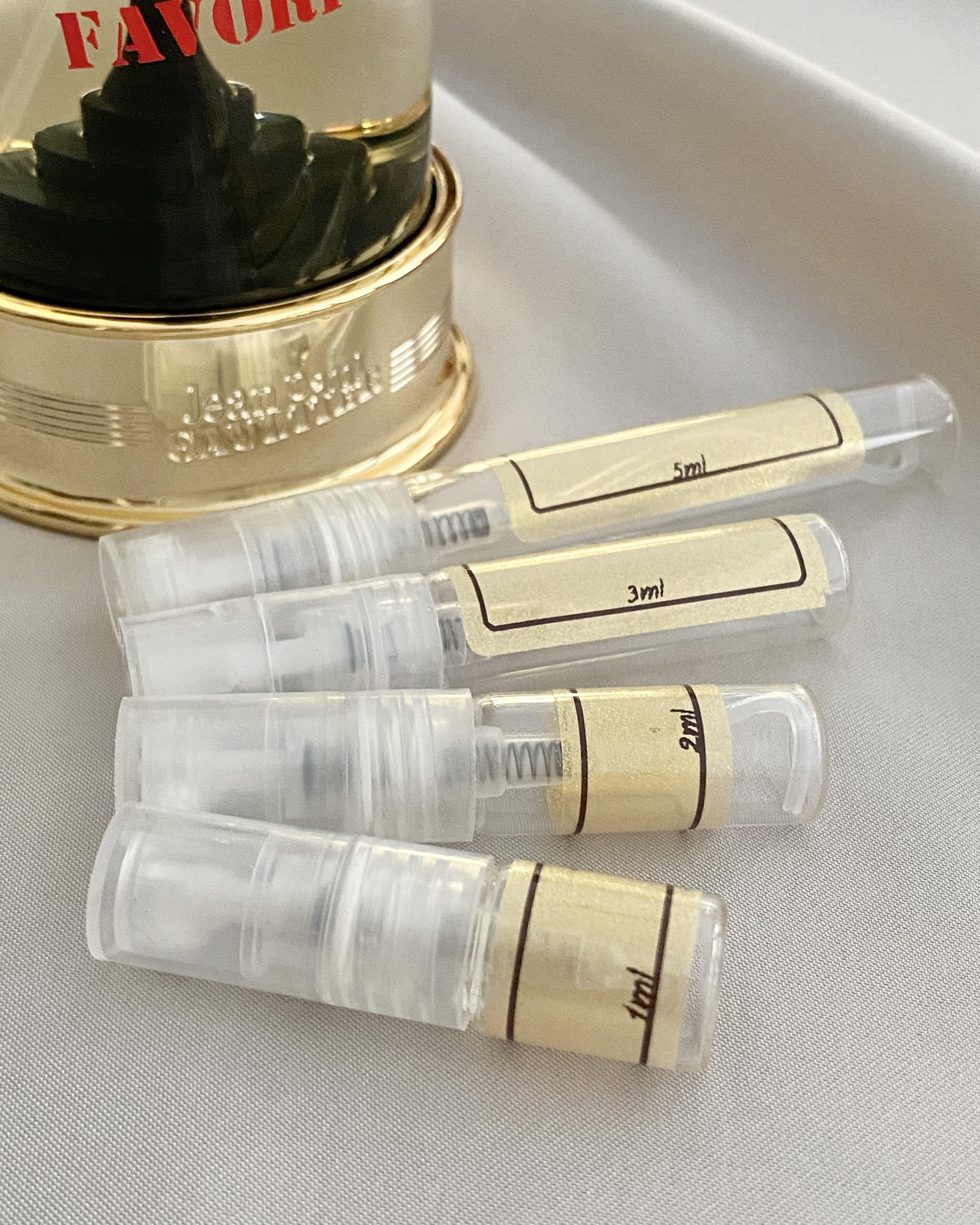 Jean Paul Gaultier La Favourite and sample bottles