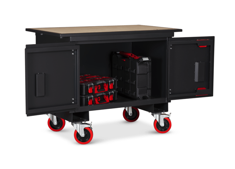 Armorgard MBH12 mobile work bench - doors open